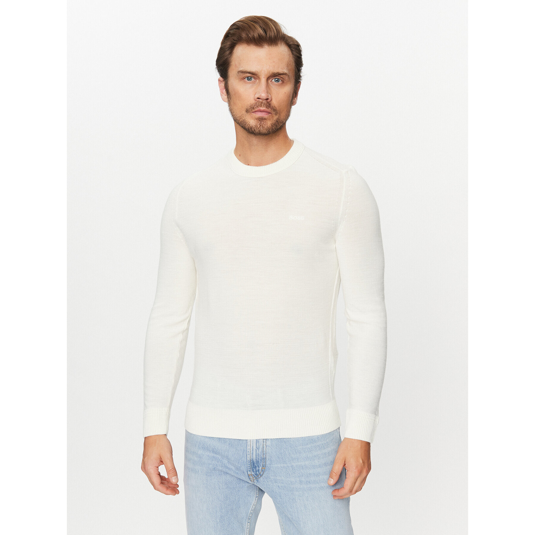 Boss Пуловер Avac_C 50501762 Екрю Regular Fit - Pepit.bg