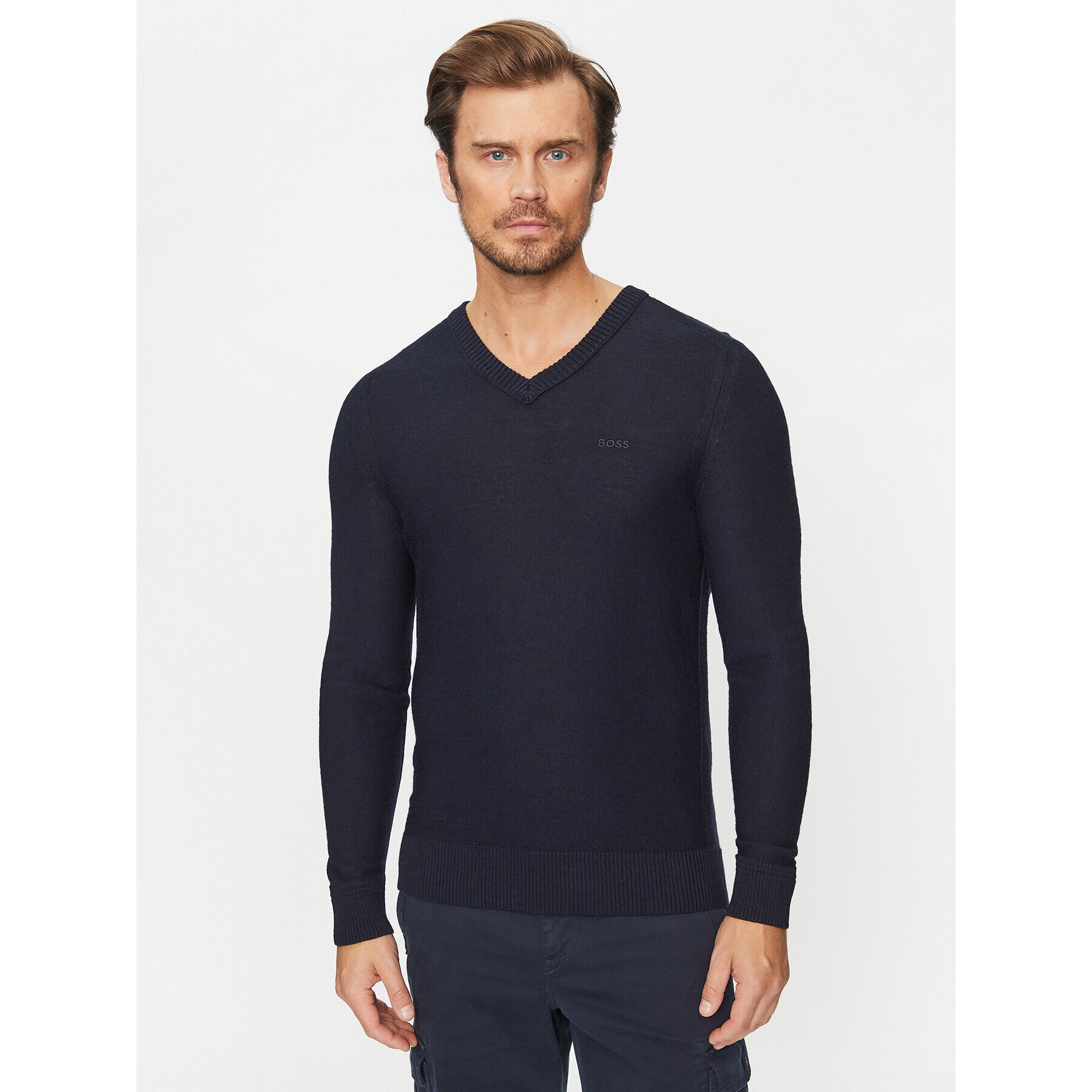 Boss Пуловер Avac_V 50510750 Тъмносин Regular Fit - Pepit.bg