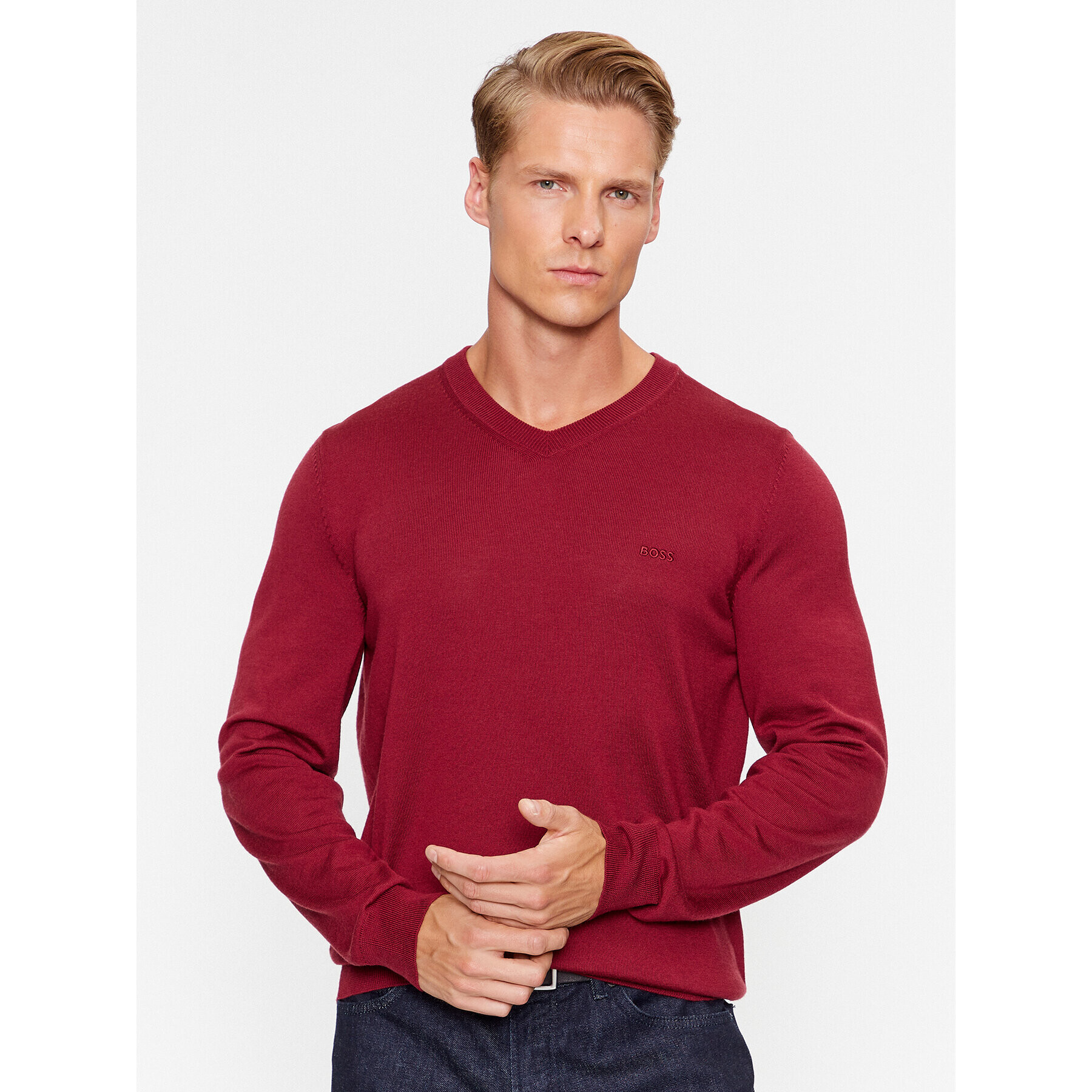 Boss Пуловер Baram-L 50476363 Бордо Regular Fit - Pepit.bg