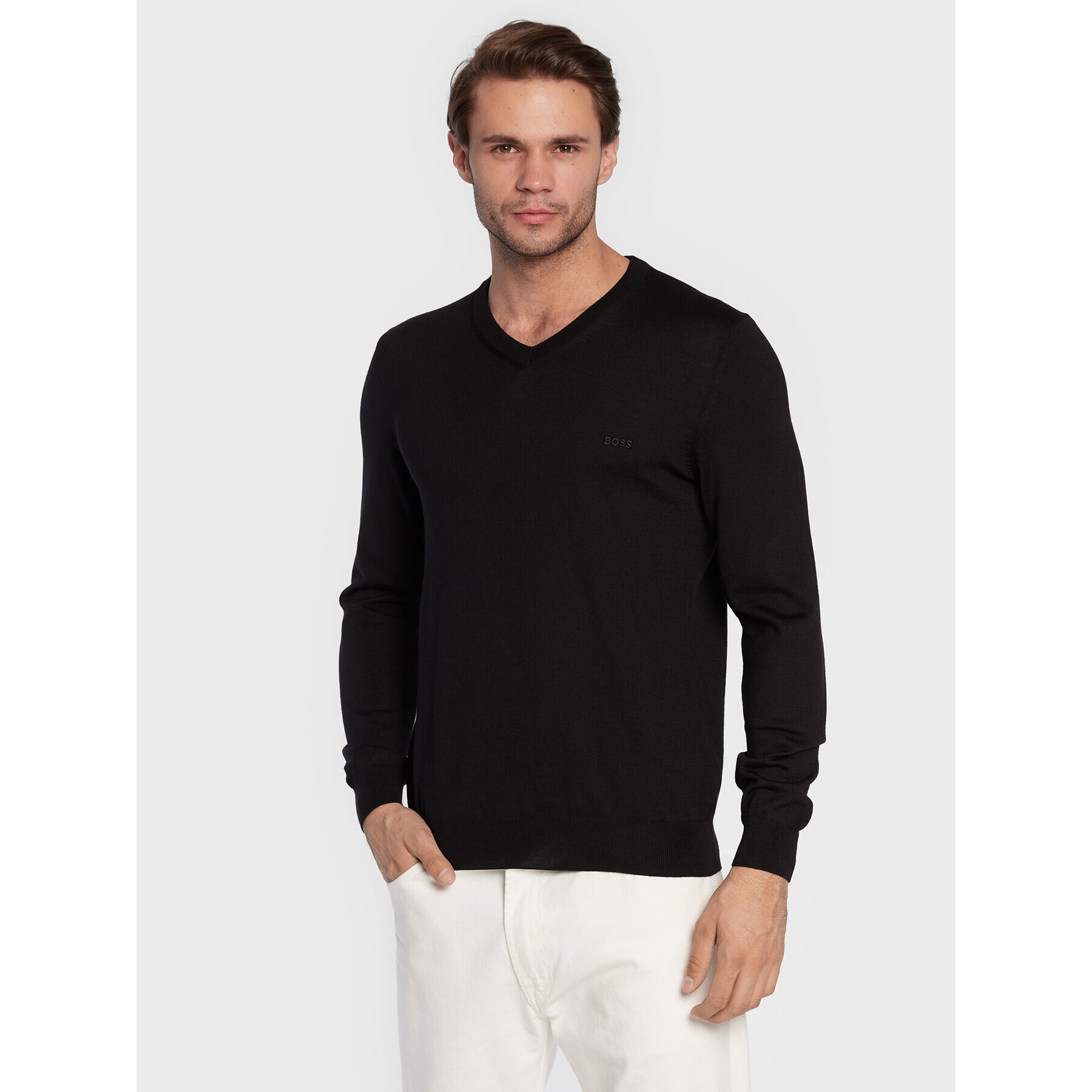 Boss Пуловер Baram-L 50476363 Черен Regular Fit - Pepit.bg