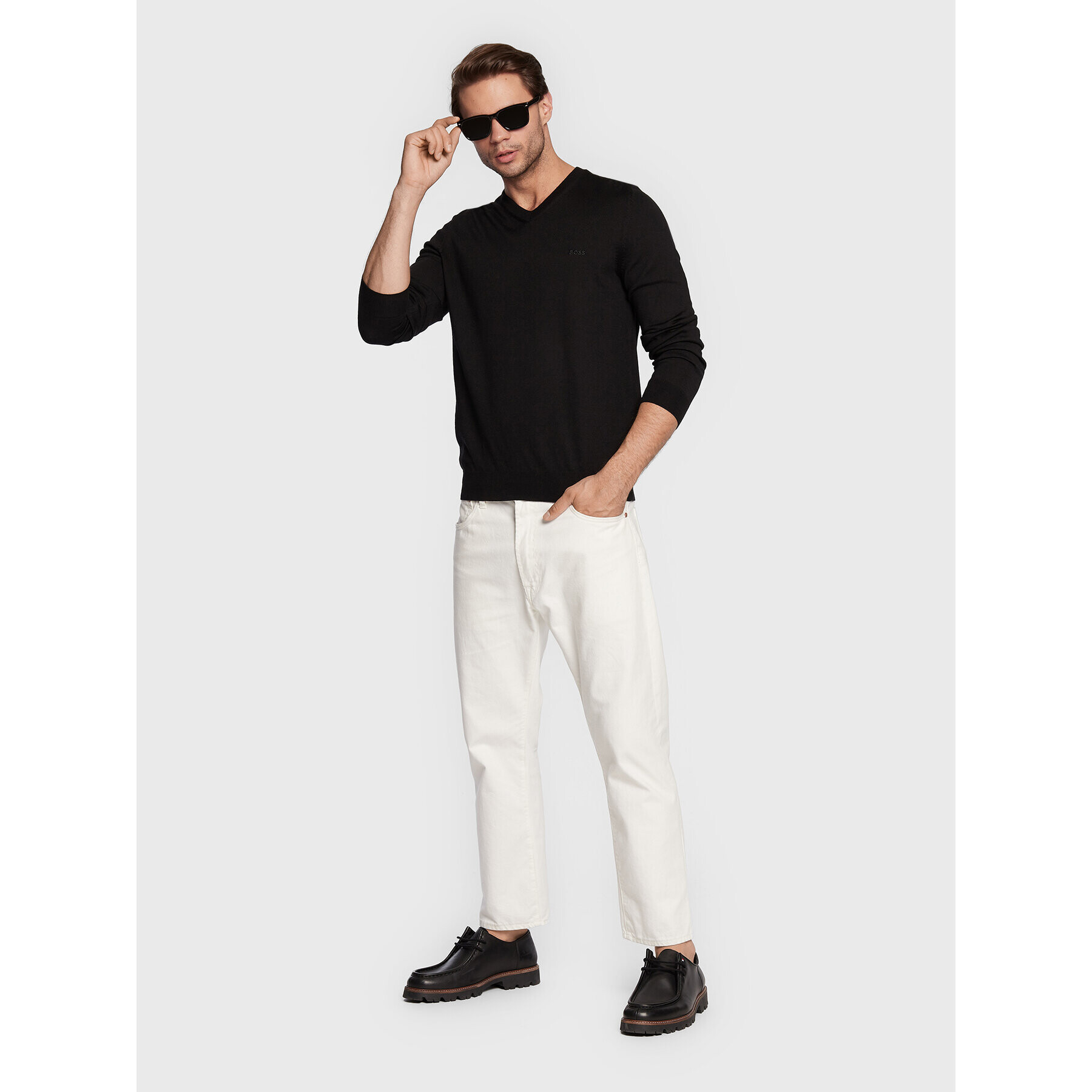 Boss Пуловер Baram-L 50476363 Черен Regular Fit - Pepit.bg