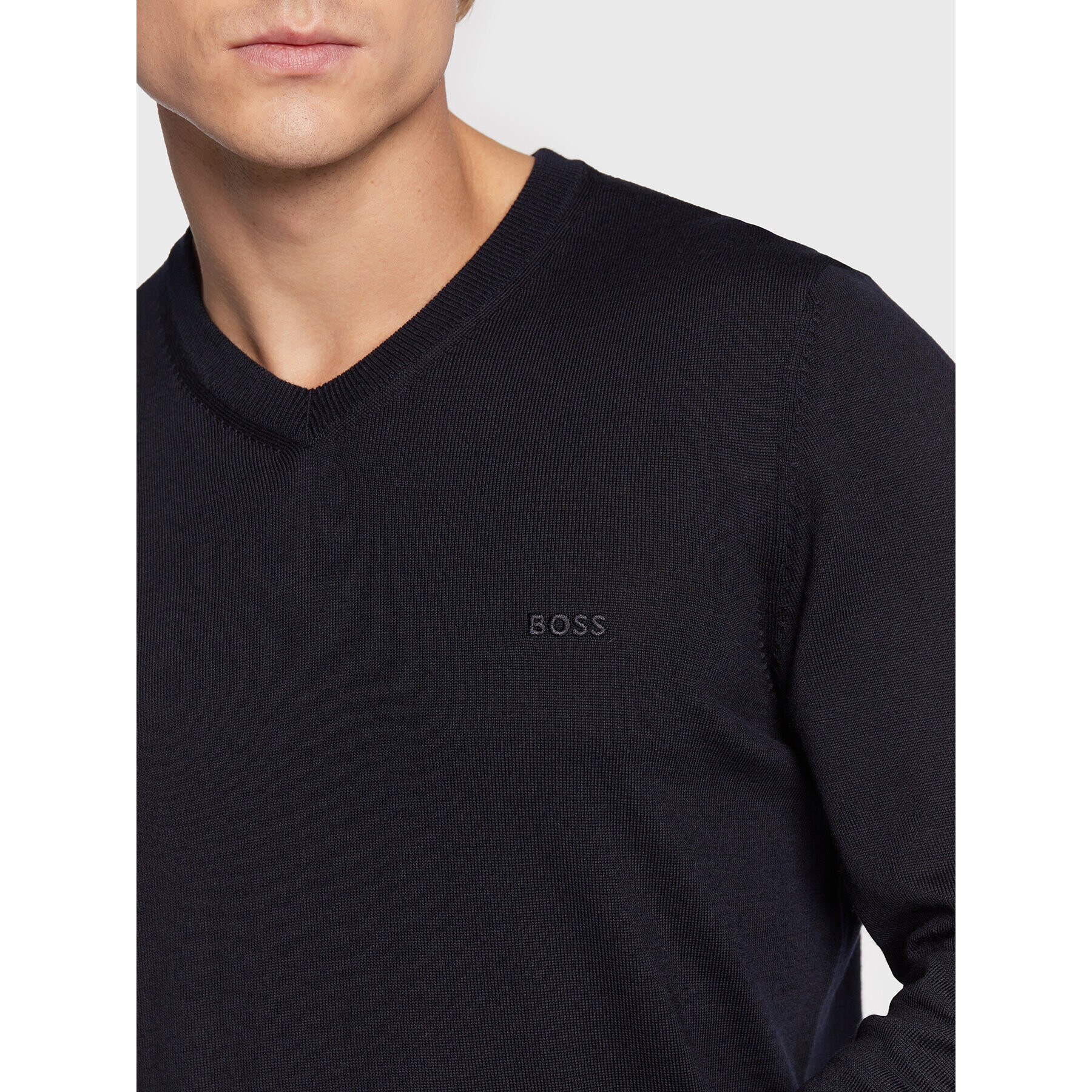 Boss Пуловер Baram-L 50476363 Тъмносин Slim Fit - Pepit.bg