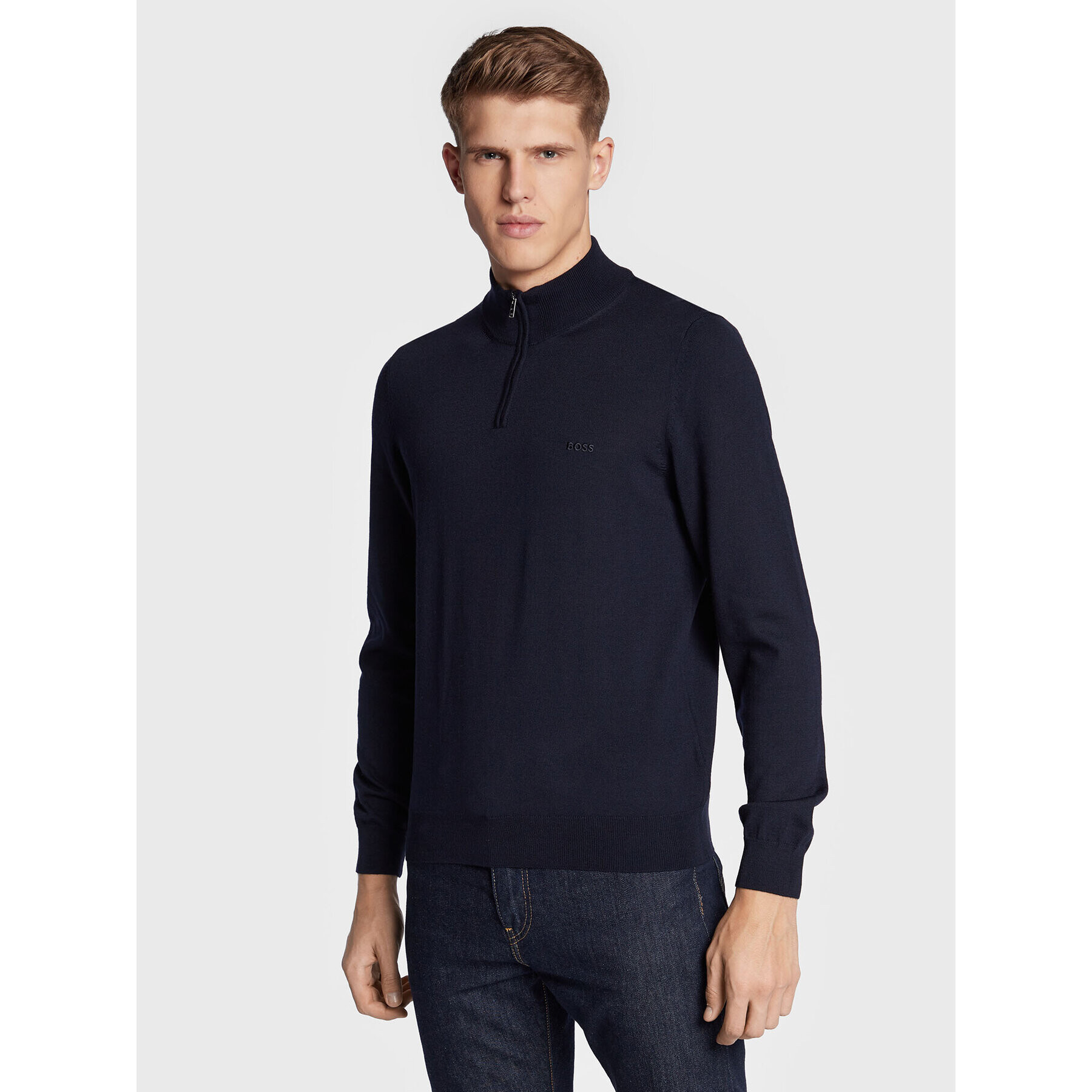 Boss Пуловер Benji-L 50476365 Тъмносин Regular Fit - Pepit.bg
