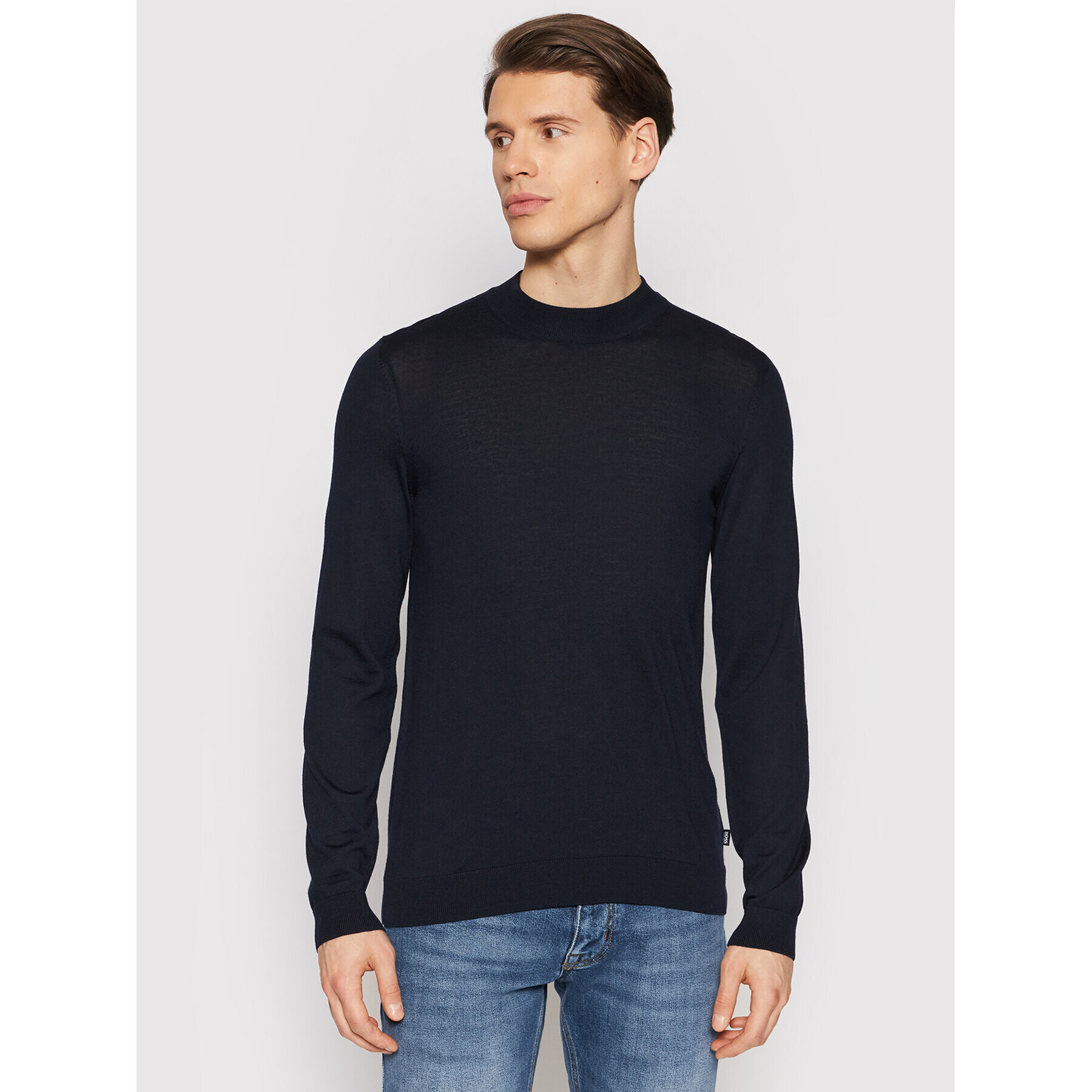 Boss Пуловер Bjarno 50416987 Тъмносин Regular Fit - Pepit.bg