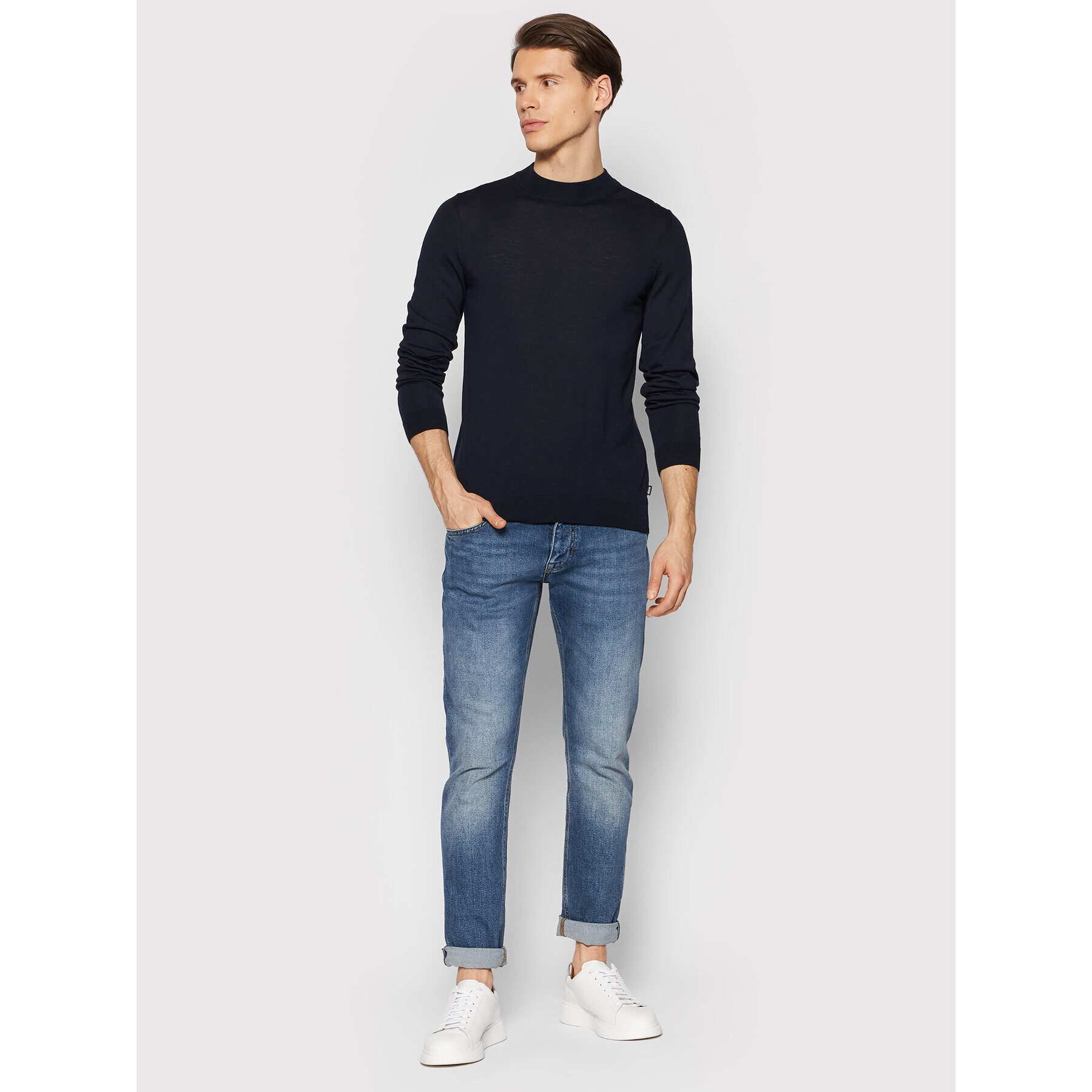 Boss Пуловер Bjarno 50416987 Тъмносин Regular Fit - Pepit.bg