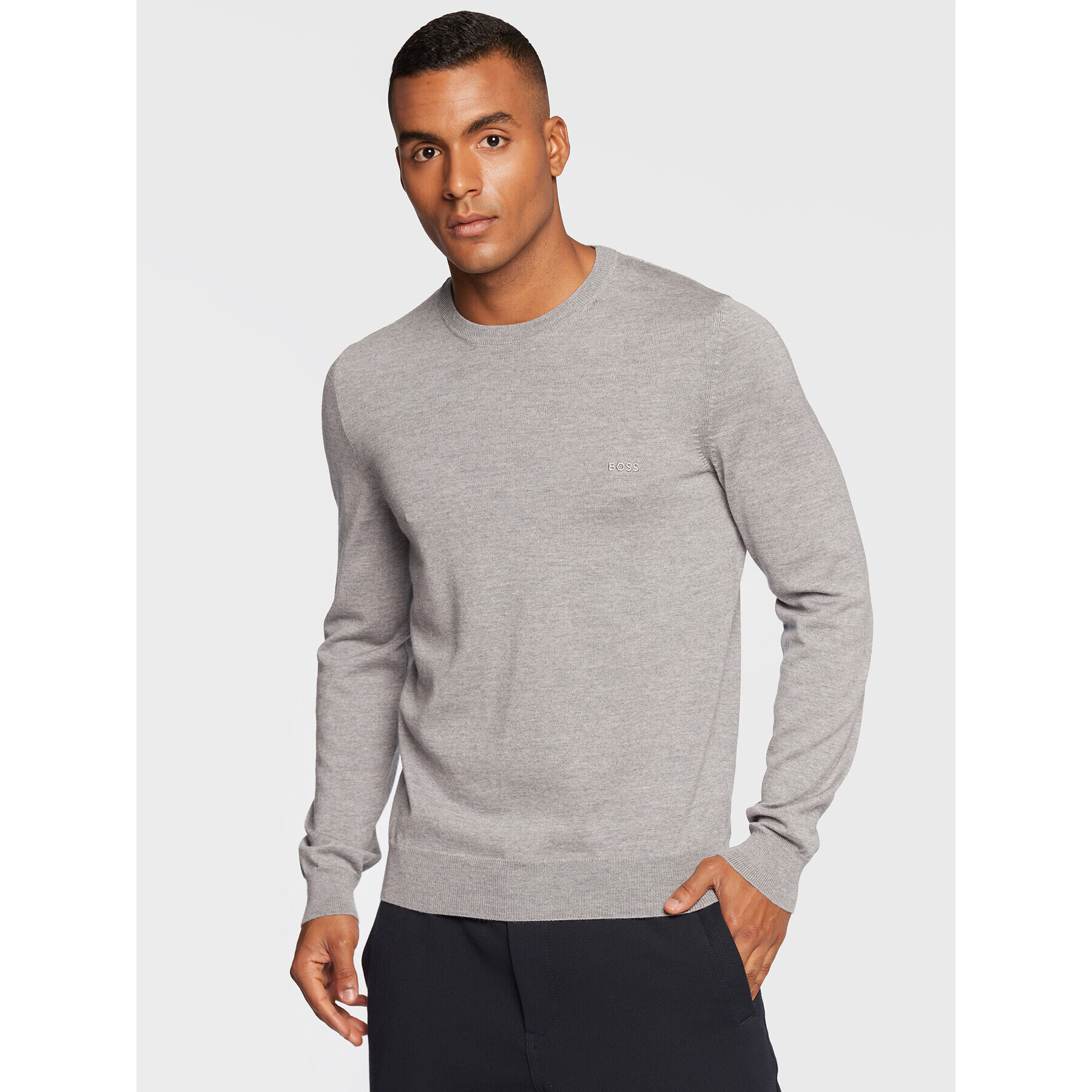 Boss Пуловер Botto-L 50476364 Сив Regular Fit - Pepit.bg