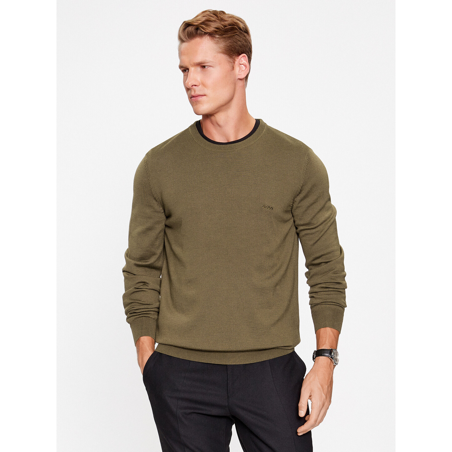 Boss Пуловер Botto-L 50476364 Зелен Regular Fit - Pepit.bg