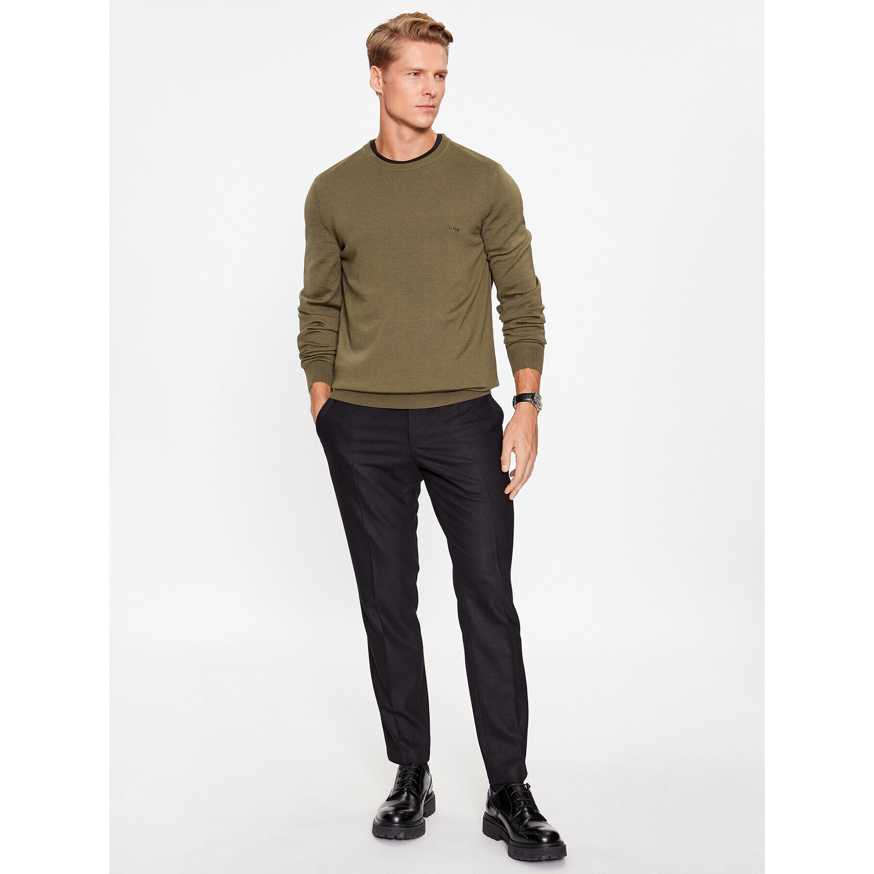 Boss Пуловер Botto-L 50476364 Зелен Regular Fit - Pepit.bg