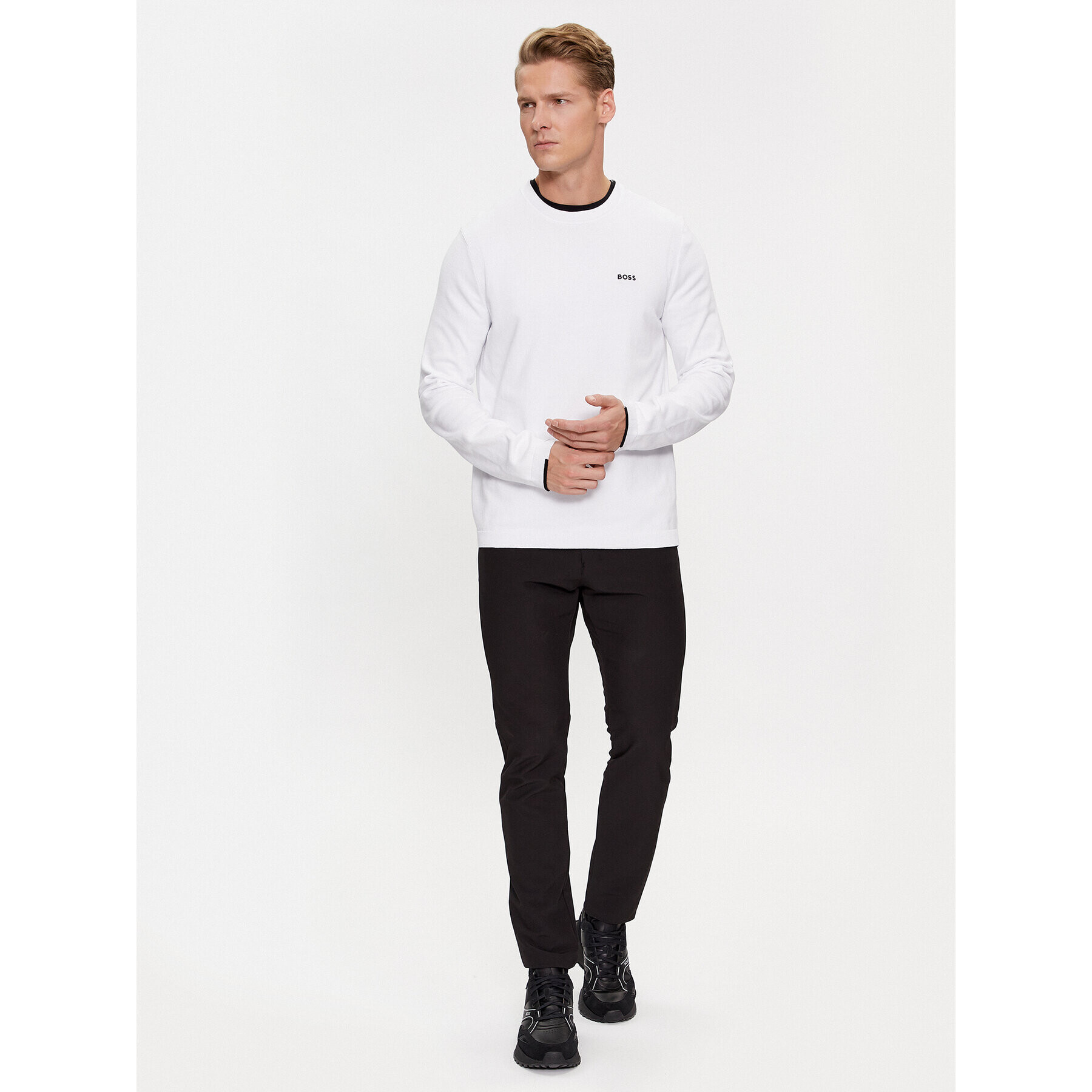 Boss Пуловер Ever-X_Cn 50498539 Бял Regular Fit - Pepit.bg