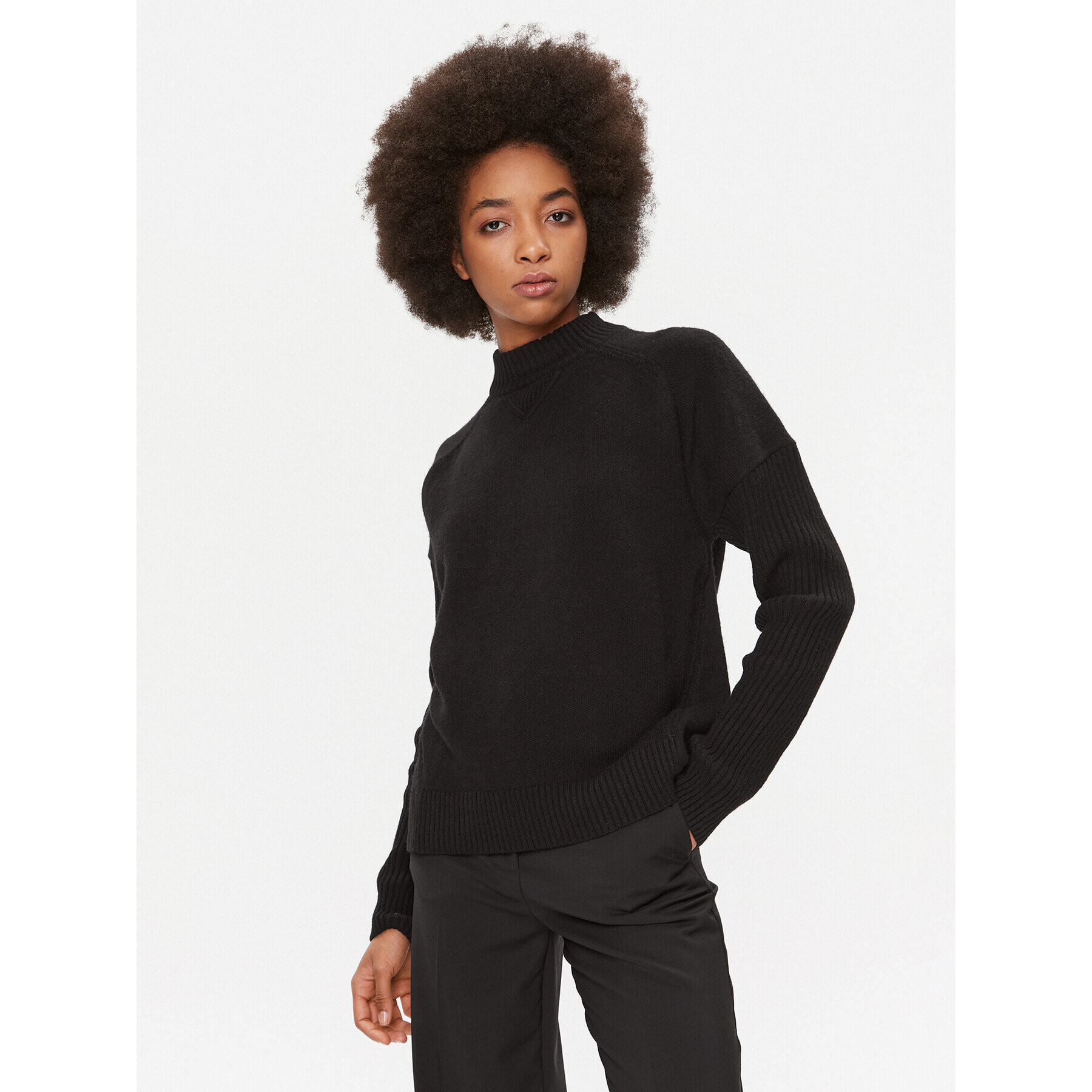 Boss Пуловер Foltin 50501575 Черен Relaxed Fit - Pepit.bg