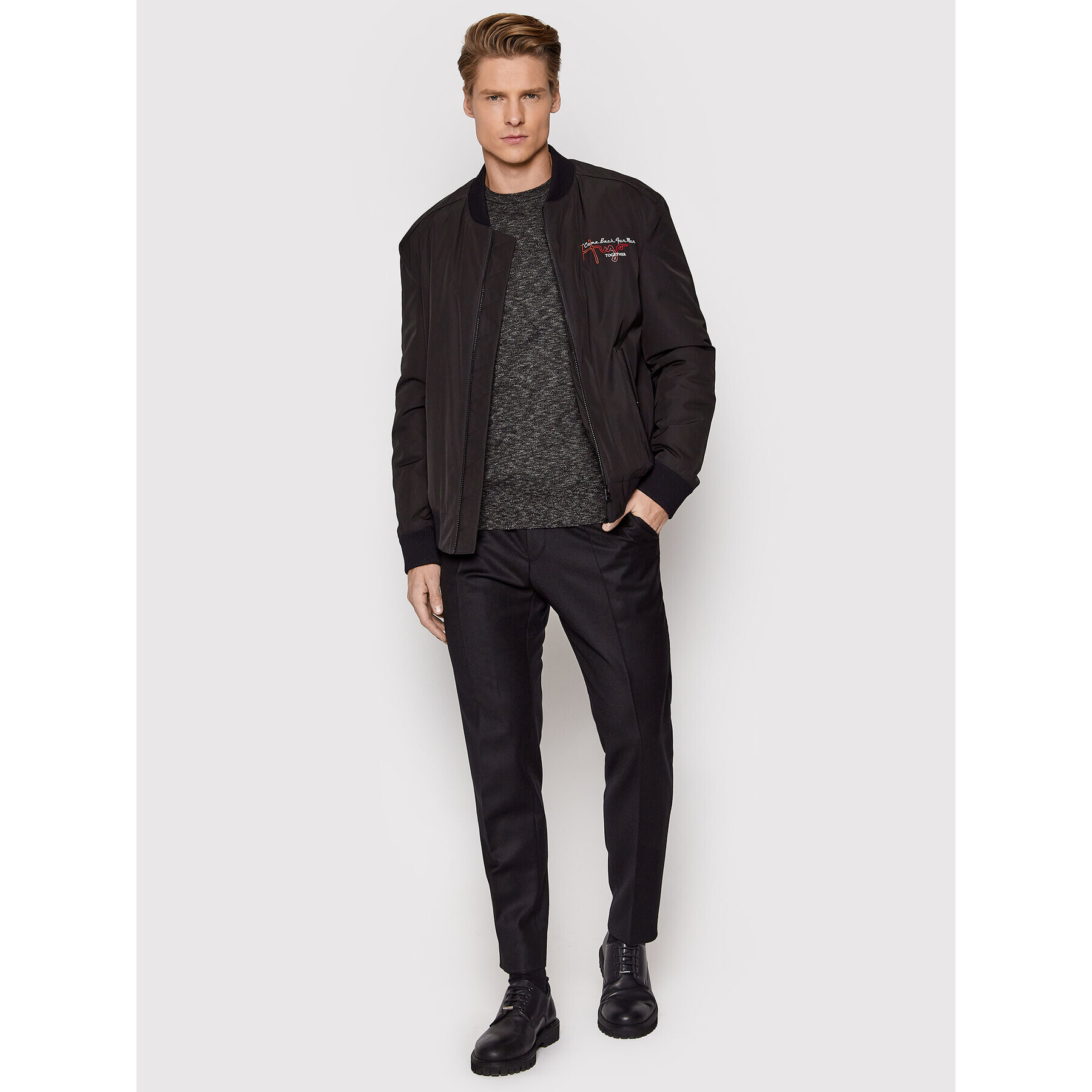 Boss Пуловер Kabiron 50446540 Сив Slim Fit - Pepit.bg