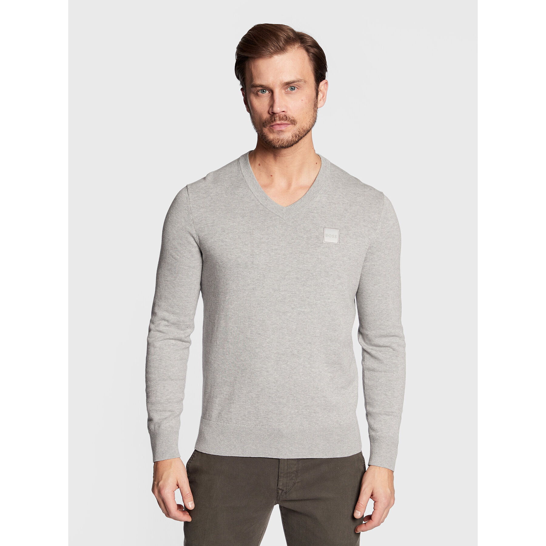 Boss Пуловер Kanovano_V 50480060 Сив Regular Fit - Pepit.bg