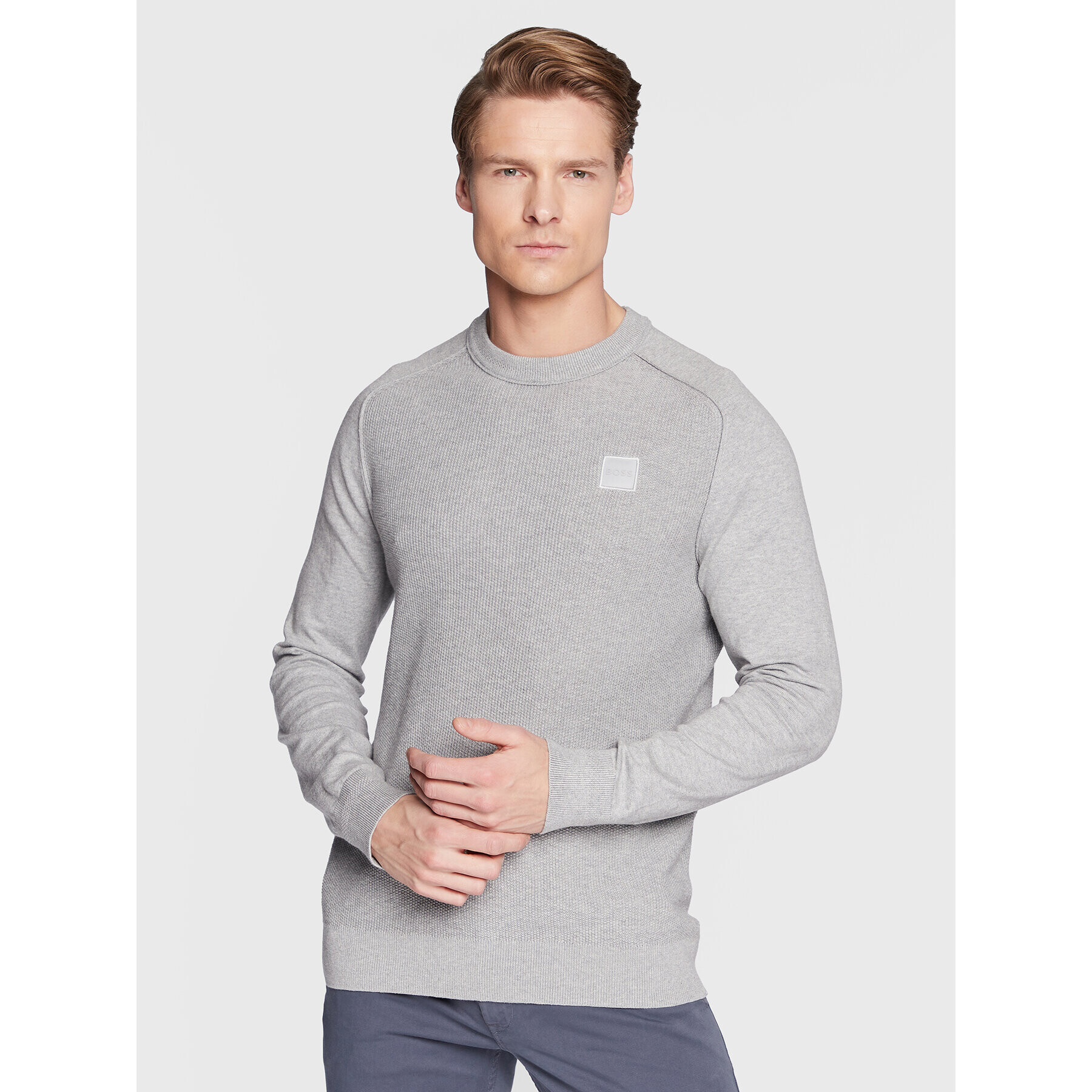 Boss Пуловер Kesom 50474873 Сив Regular Fit - Pepit.bg