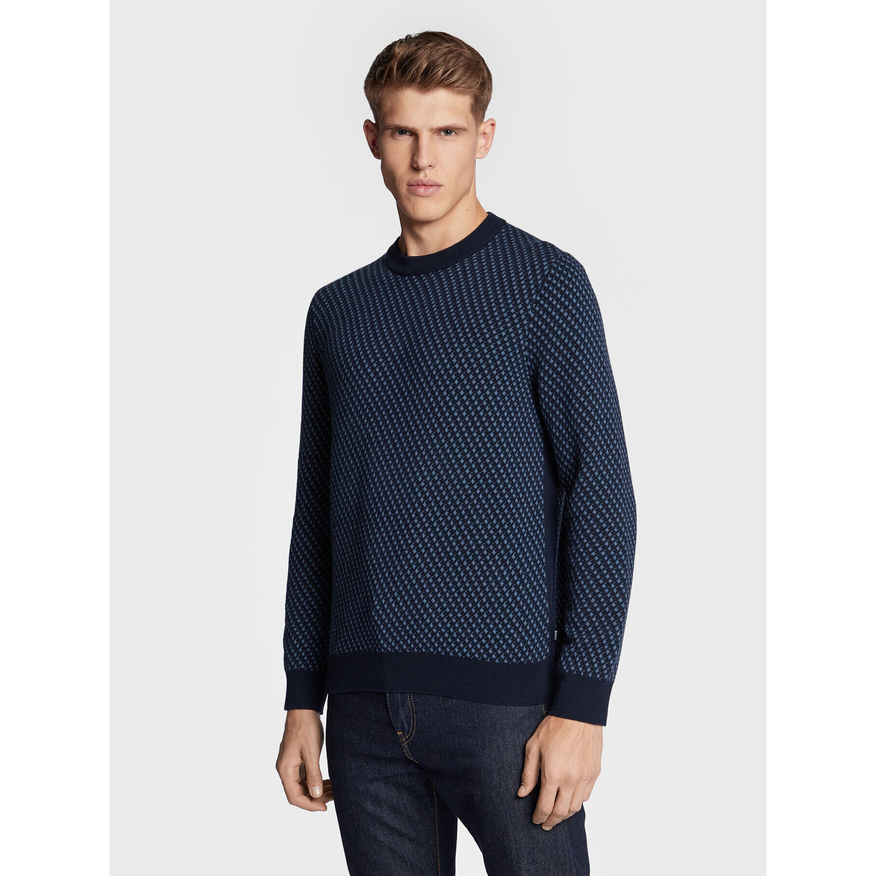Boss Пуловер Lacrimo 50477378 Тъмносин Regular Fit - Pepit.bg