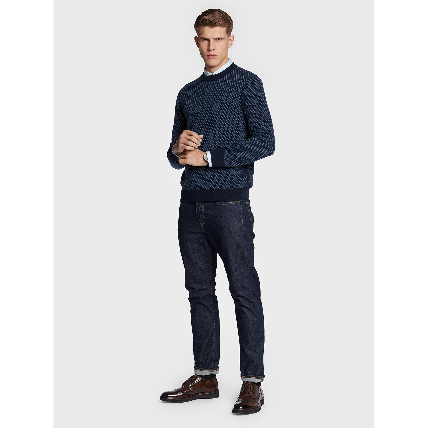 Boss Пуловер Lacrimo 50477378 Тъмносин Regular Fit - Pepit.bg