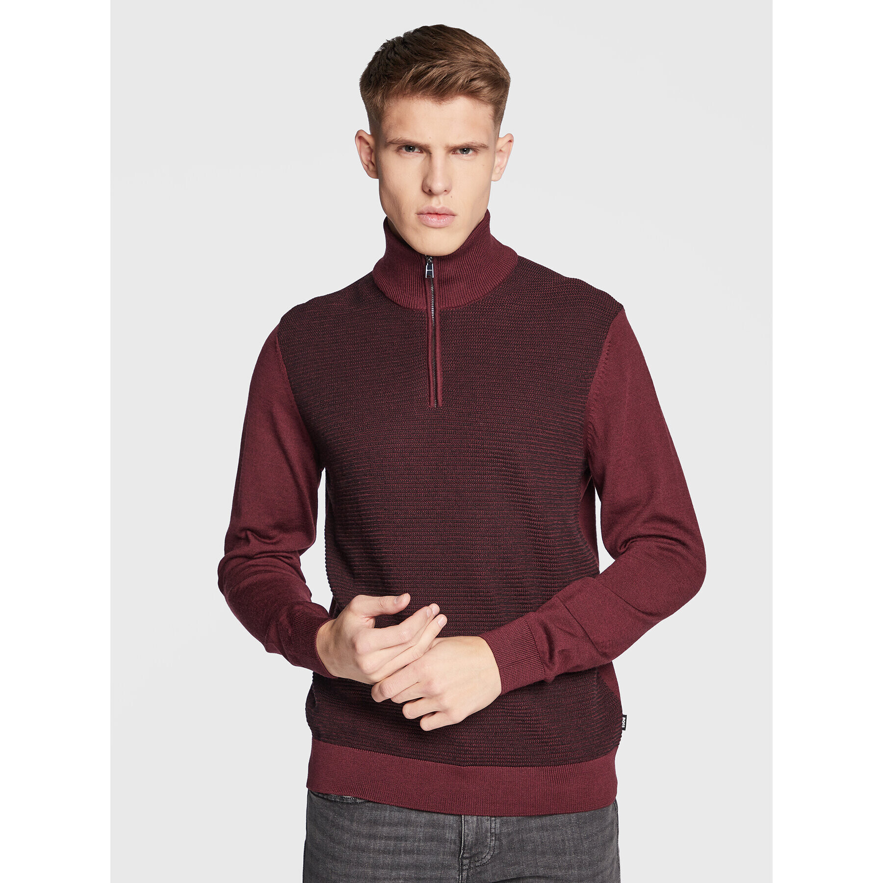 Boss Пуловер Ladamo 50477394 Бордо Regular Fit - Pepit.bg
