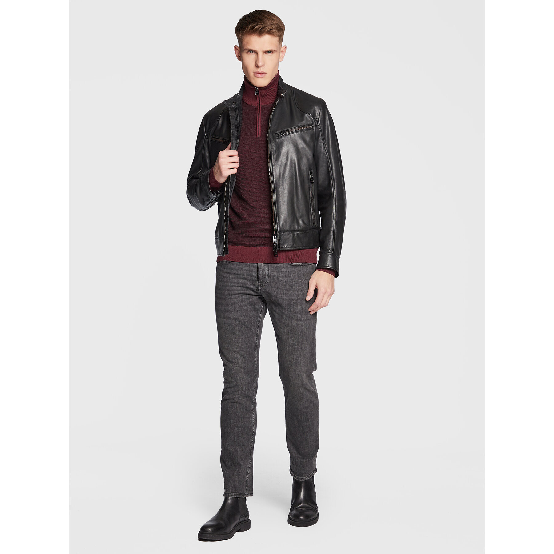 Boss Пуловер Ladamo 50477394 Бордо Regular Fit - Pepit.bg