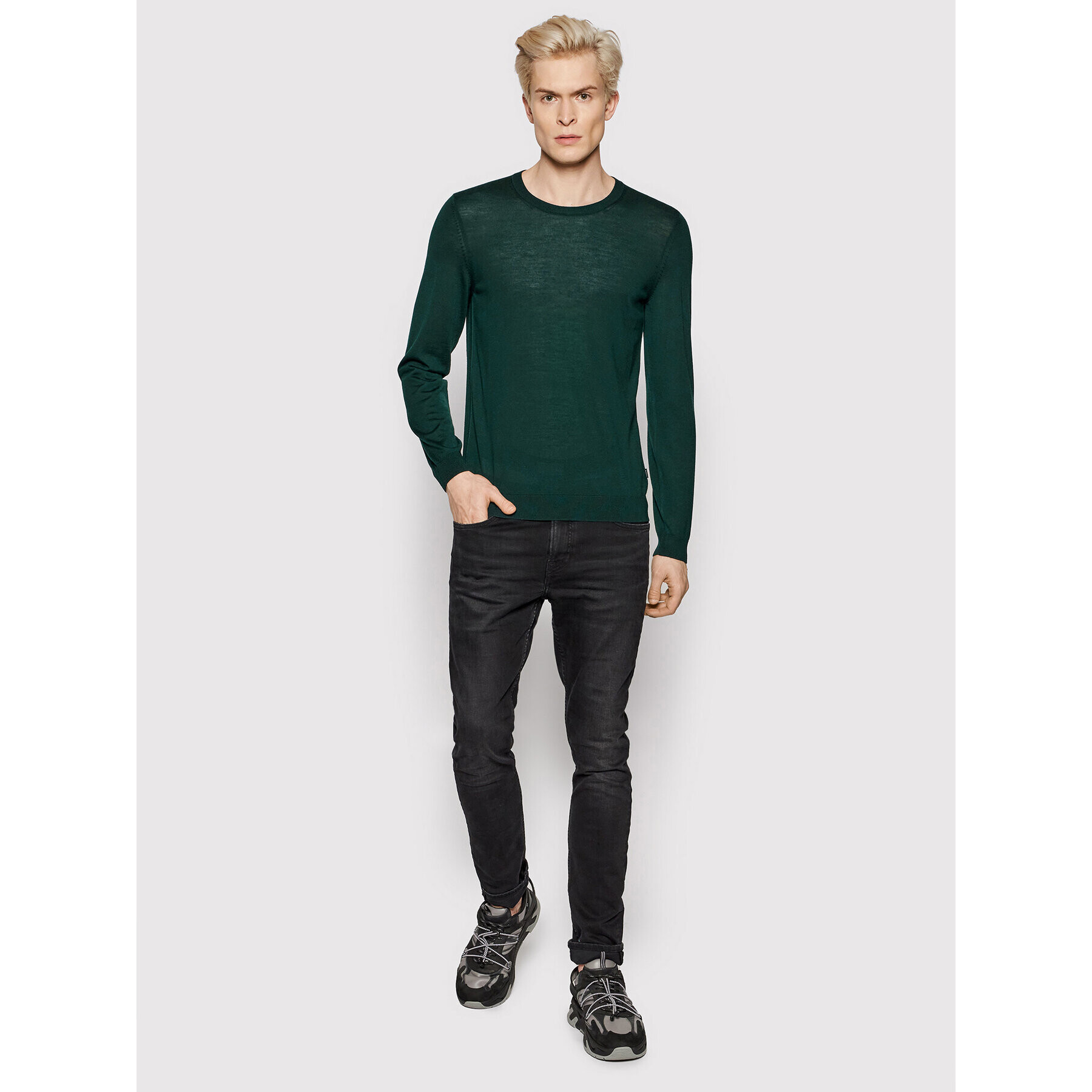 Boss Пуловер Leno-P 50378575 Зелен Slim Fit - Pepit.bg