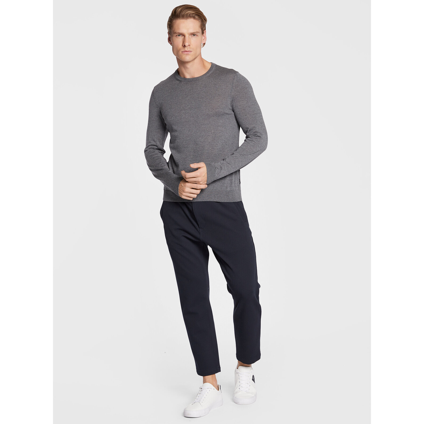 Boss Пуловер Leno-P 50468239 Сив Slim Fit - Pepit.bg