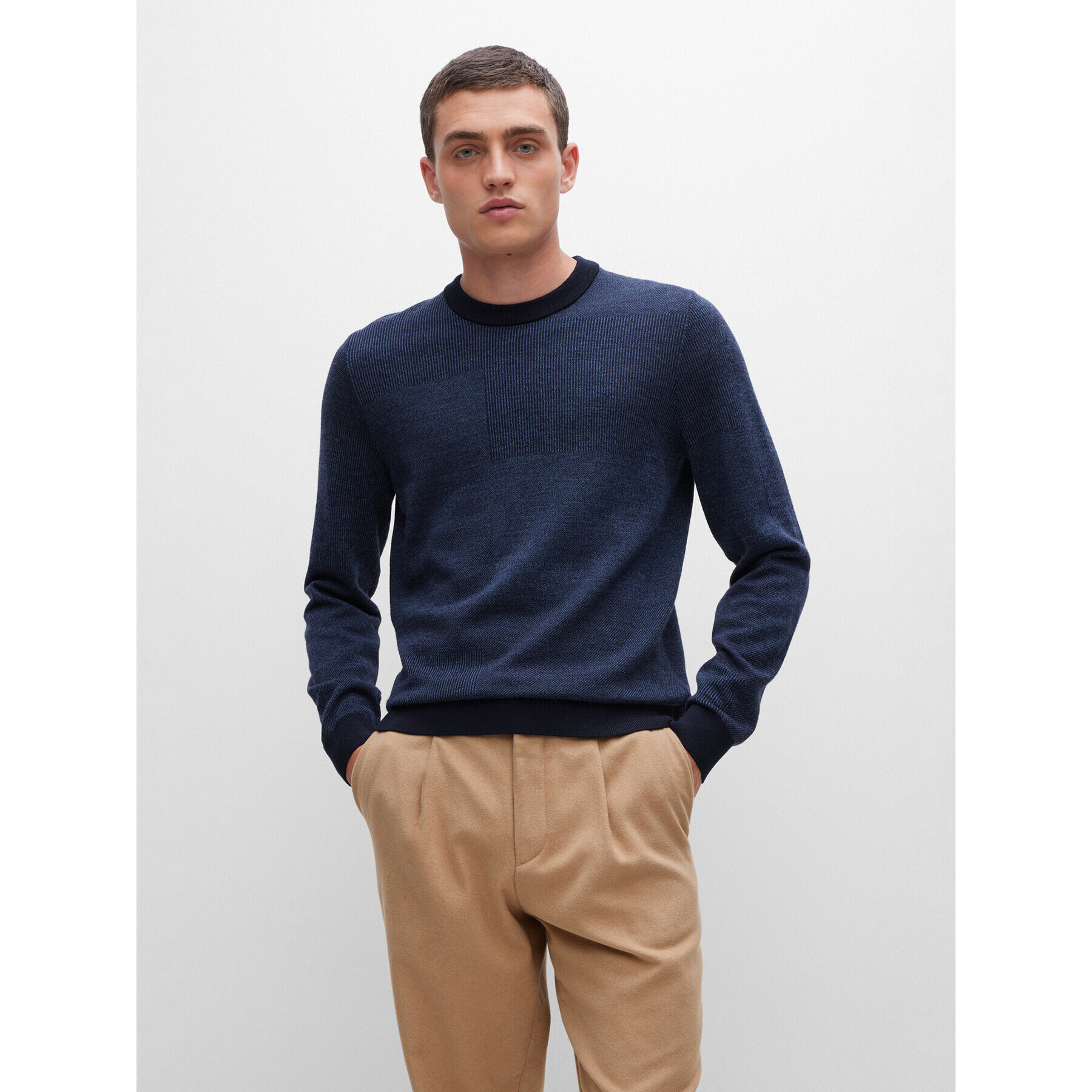Boss Пуловер Leugenio 50477382 Тъмносин Regular Fit - Pepit.bg