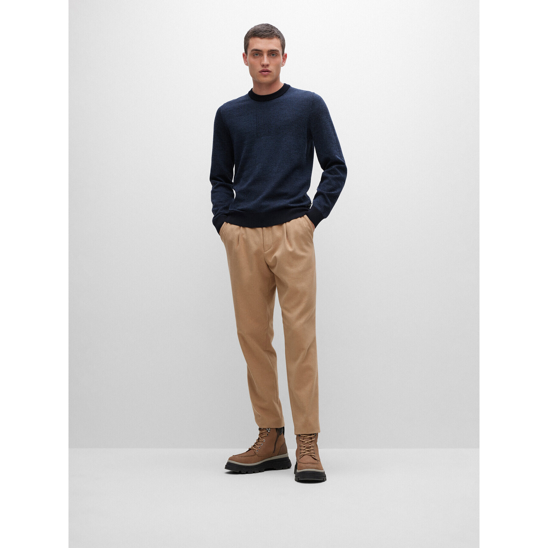 Boss Пуловер Leugenio 50477382 Тъмносин Regular Fit - Pepit.bg