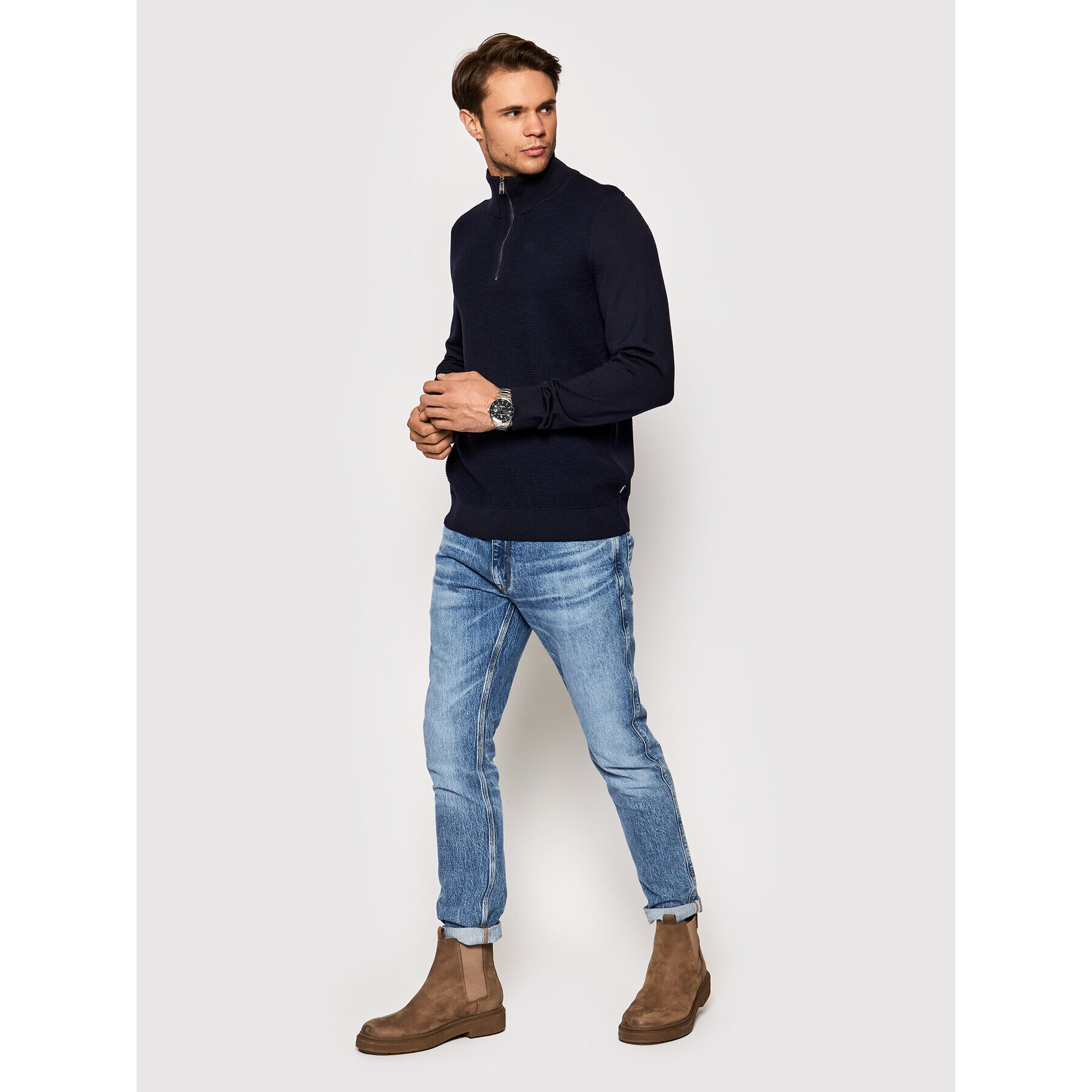 Boss Пуловер Madan 50435244 Тъмносин Regular Fit - Pepit.bg