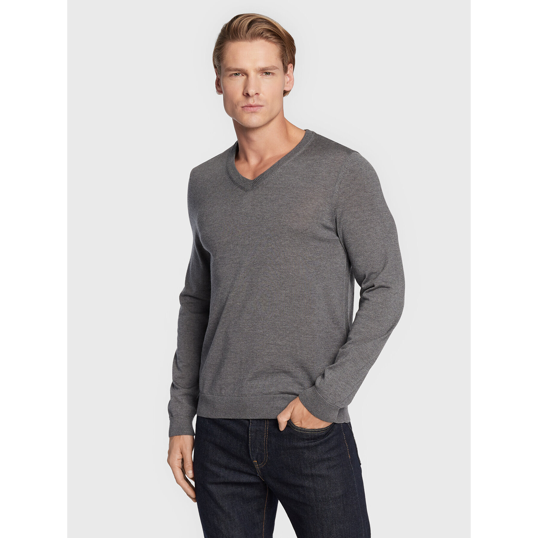 Boss Пуловер Melba-P 50468261 Сив Slim Fit - Pepit.bg