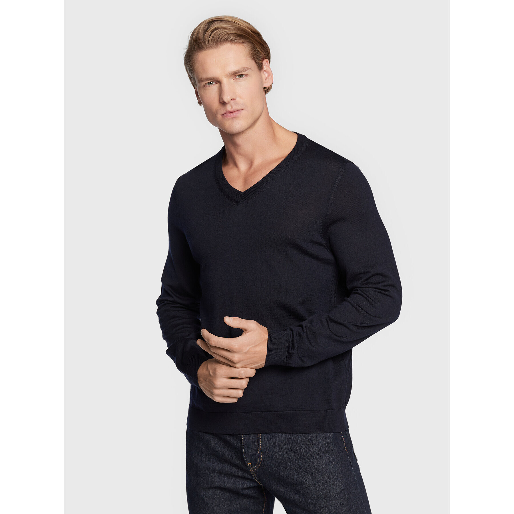 Boss Пуловер Melba-P 50468261 Тъмносин Slim Fit - Pepit.bg