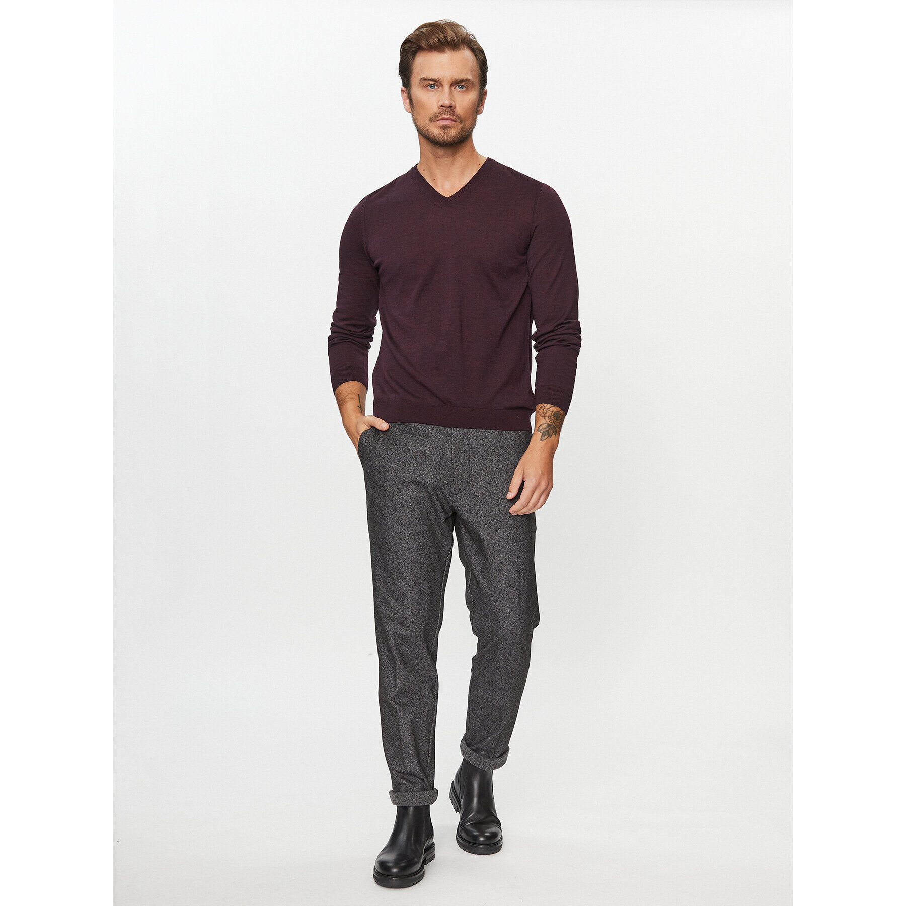 Boss Пуловер Melba-P DARK RED Бордо Regular Fit - Pepit.bg