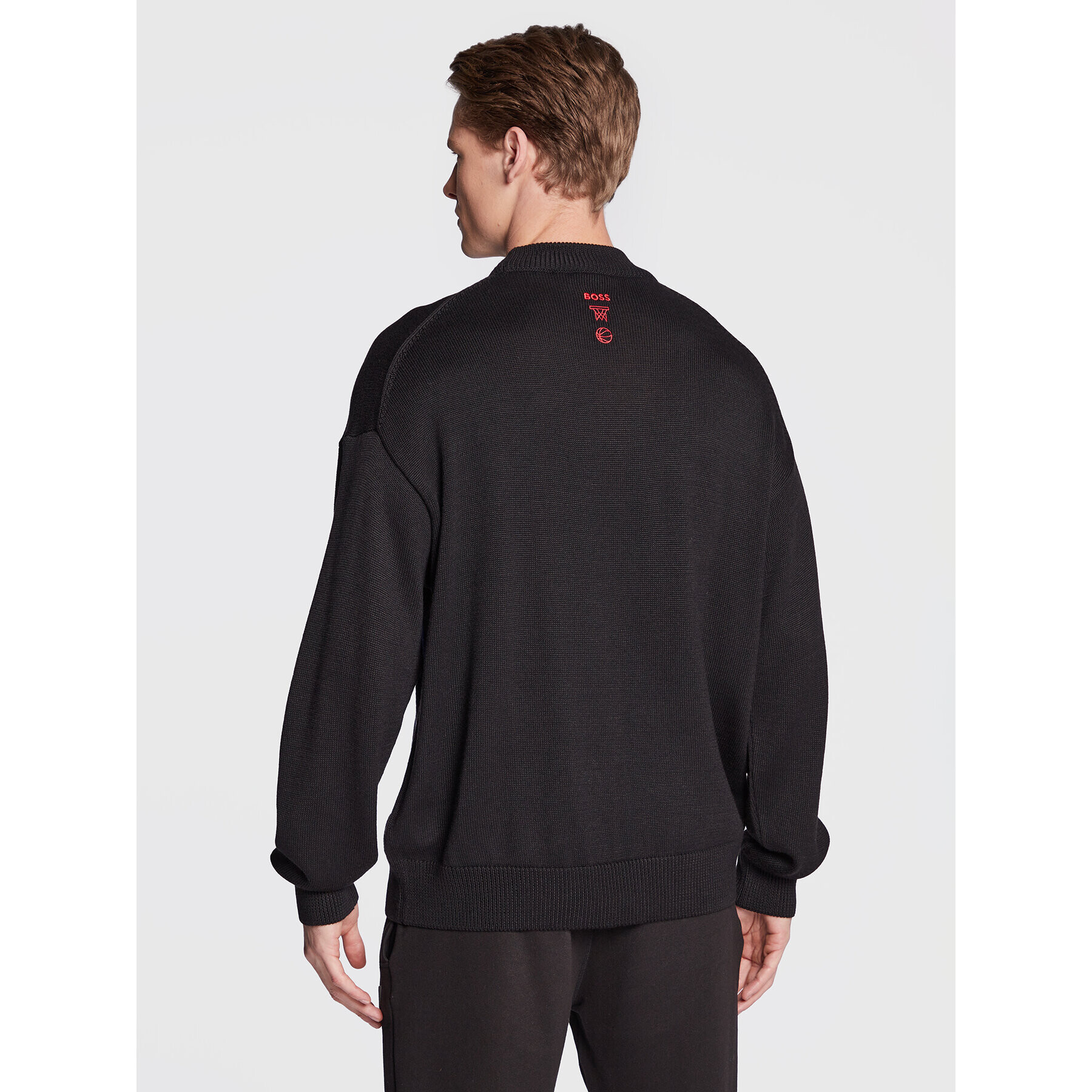 Boss Пуловер NBA 50478500 Черен Relaxed Fit - Pepit.bg