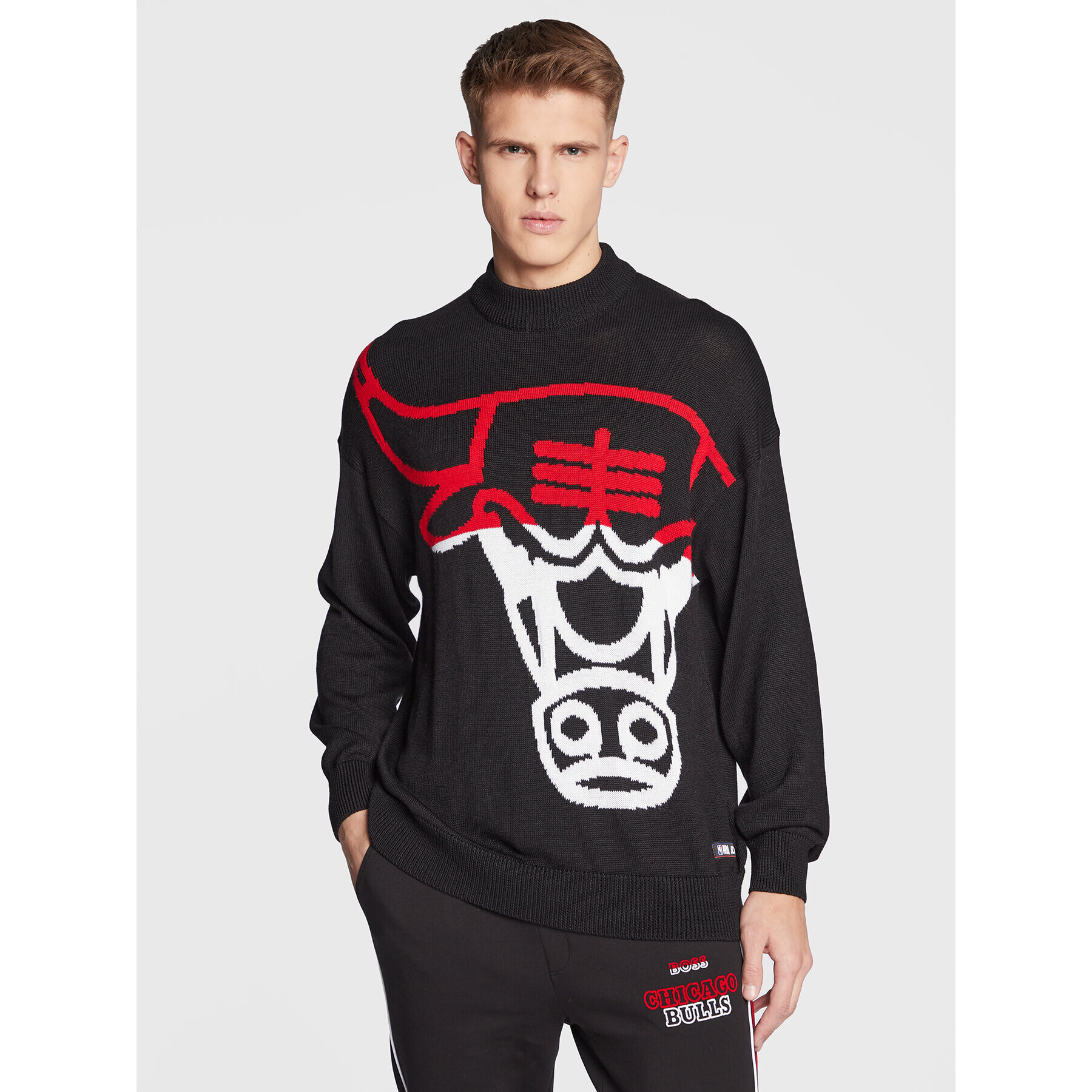 Boss Пуловер NBA Chicagobulls 50480082 Черен Regular Fit - Pepit.bg