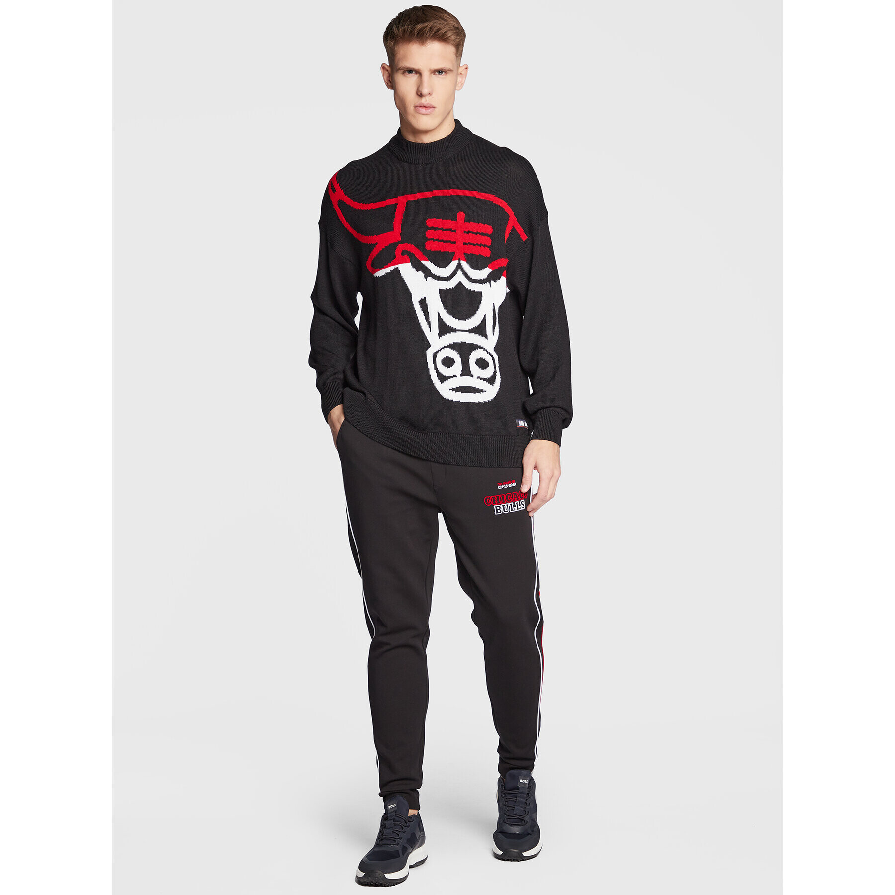 Boss Пуловер NBA Chicagobulls 50480082 Черен Regular Fit - Pepit.bg