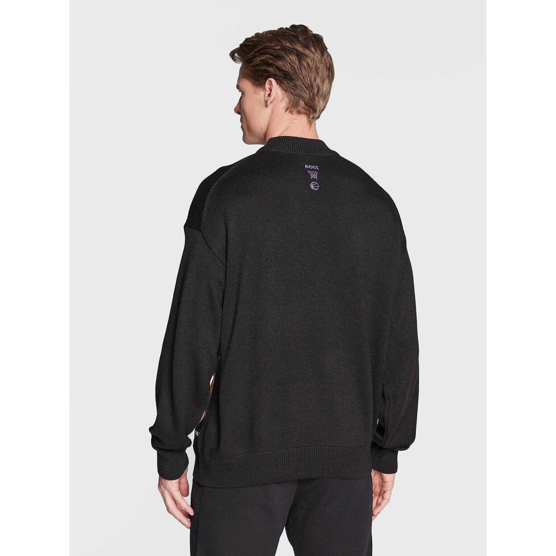 Boss Пуловер NBA Knit_Lakers 50480077 Черен Regular Fit - Pepit.bg