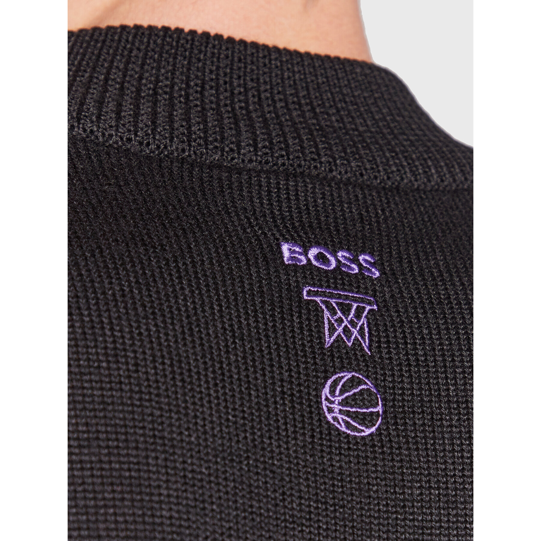 Boss Пуловер NBA Knit_Lakers 50480077 Черен Regular Fit - Pepit.bg