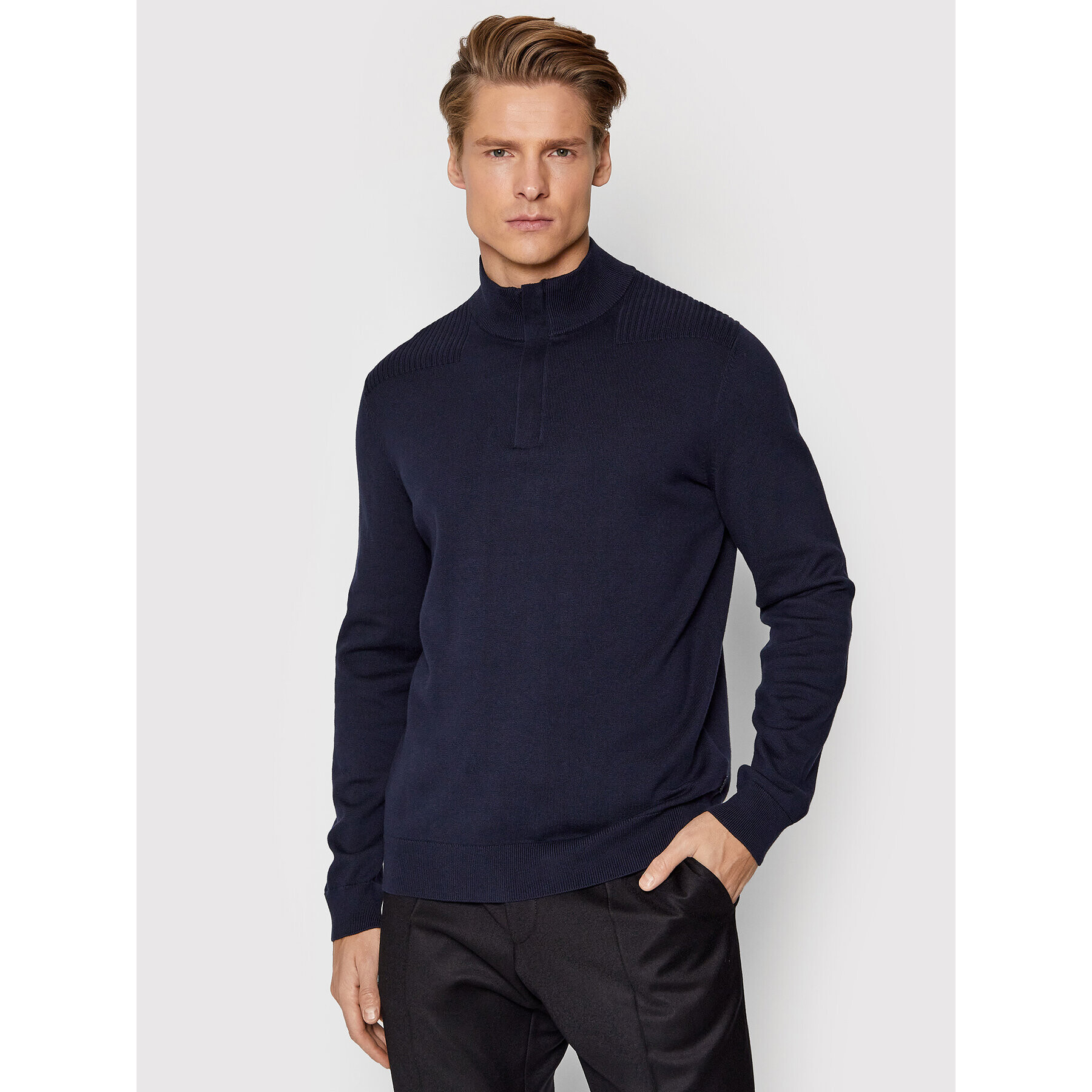 Boss Пуловер Norman 50457711 Тъмносин Regular Fit - Pepit.bg