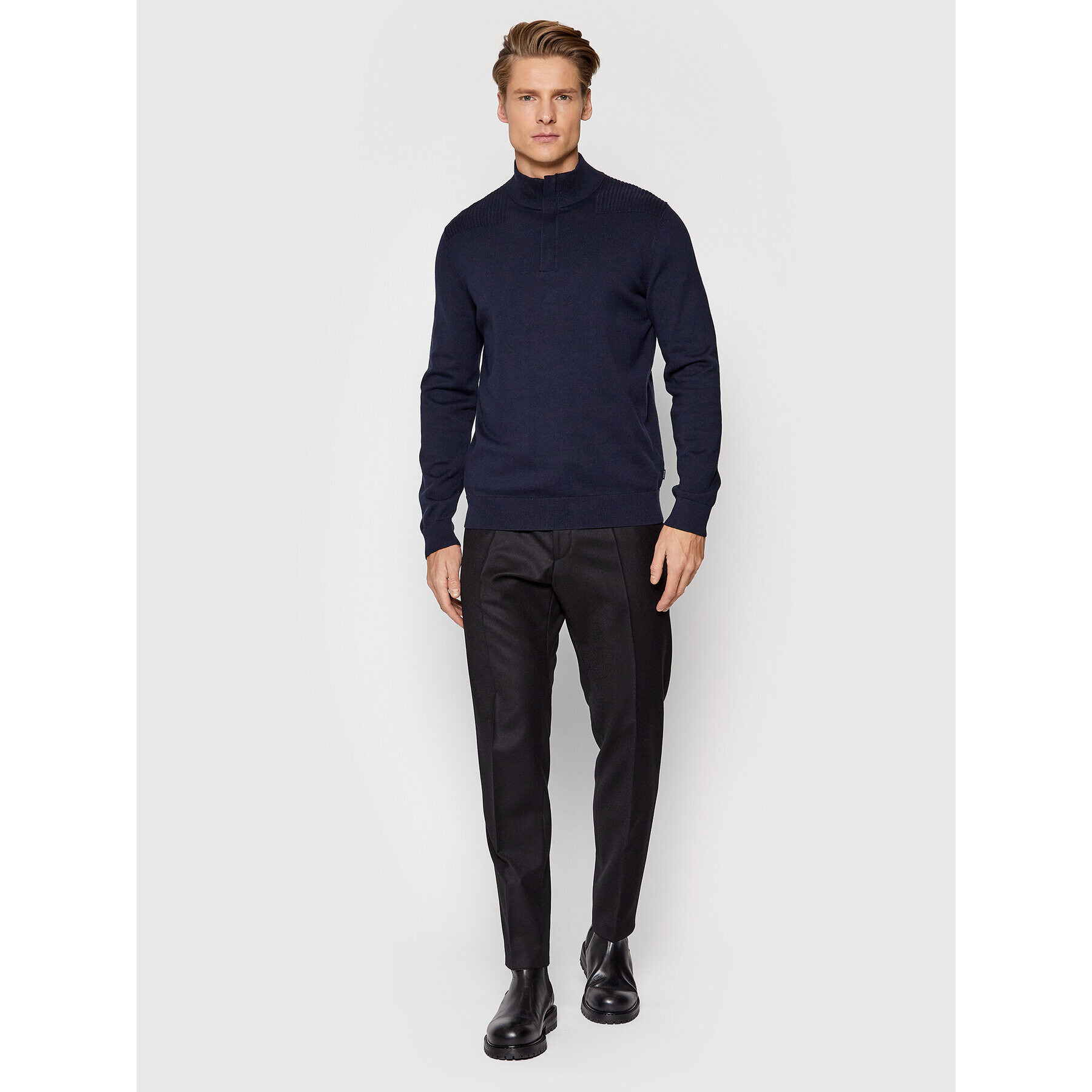Boss Пуловер Norman 50457711 Тъмносин Regular Fit - Pepit.bg