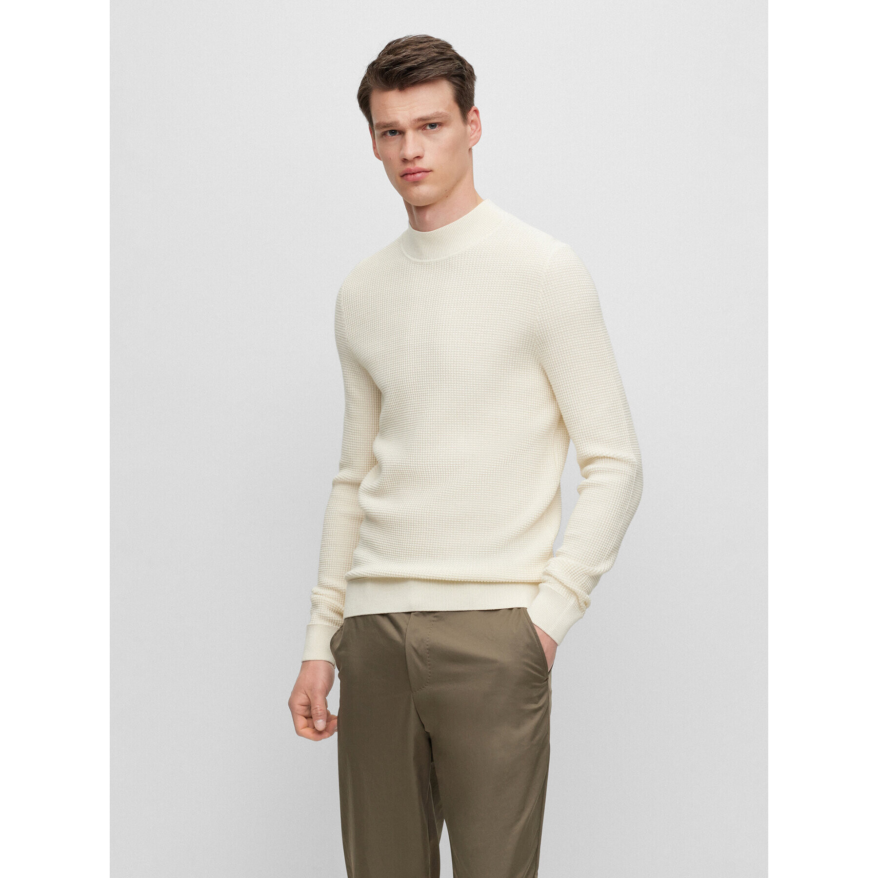 Boss Пуловер Opale 50495403 Екрю Regular Fit - Pepit.bg