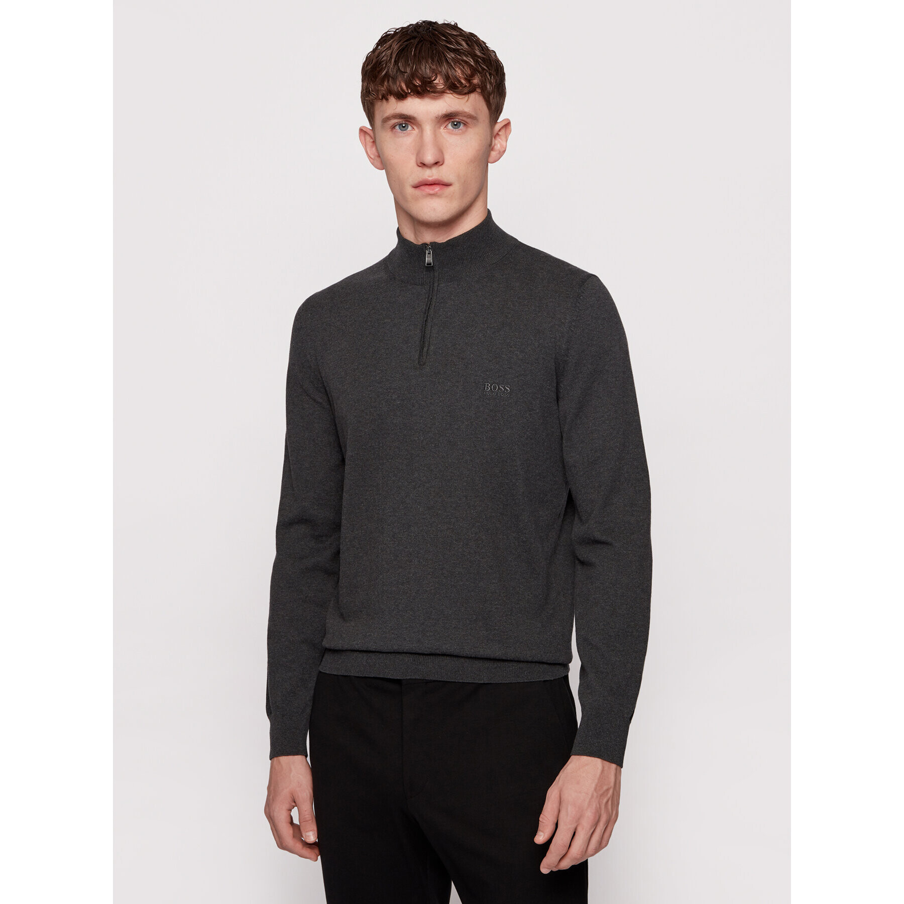 Boss Пуловер Padro-L 50419988 Сив Regular Fit - Pepit.bg