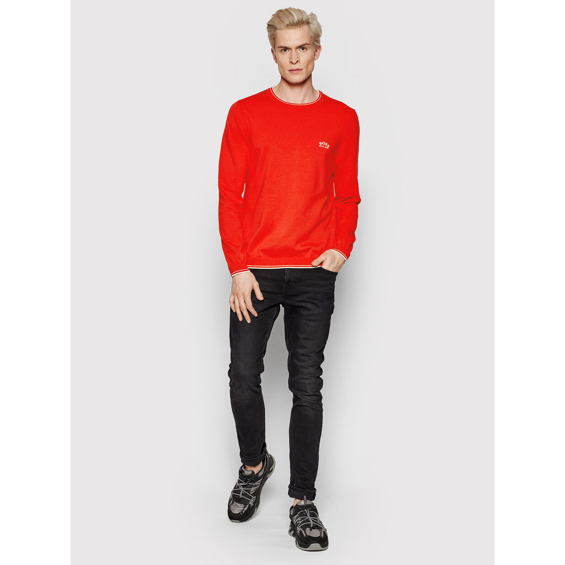 Boss Пуловер Ritom 50456098 Оранжев Regular Fit - Pepit.bg