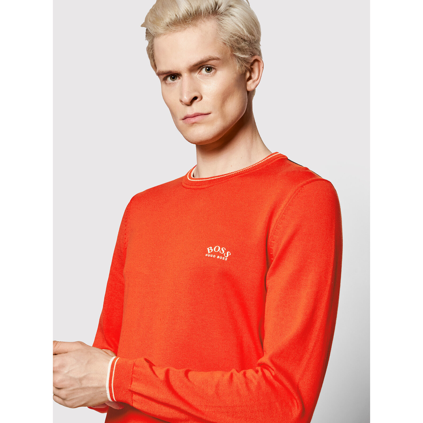 Boss Пуловер Ritom 50456098 Оранжев Regular Fit - Pepit.bg