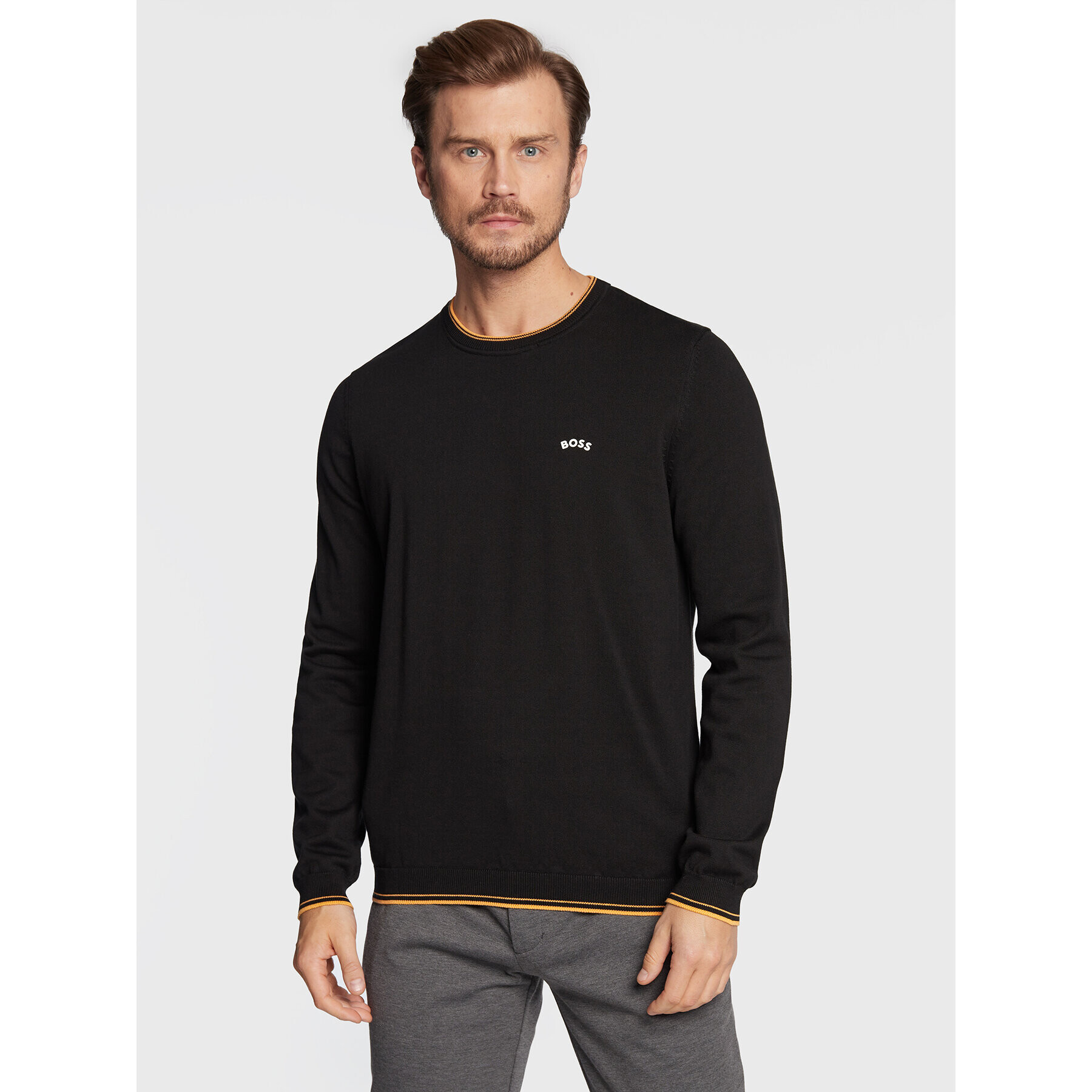 Boss Пуловер Ritom_W22 50475068 Черен Regular Fit - Pepit.bg