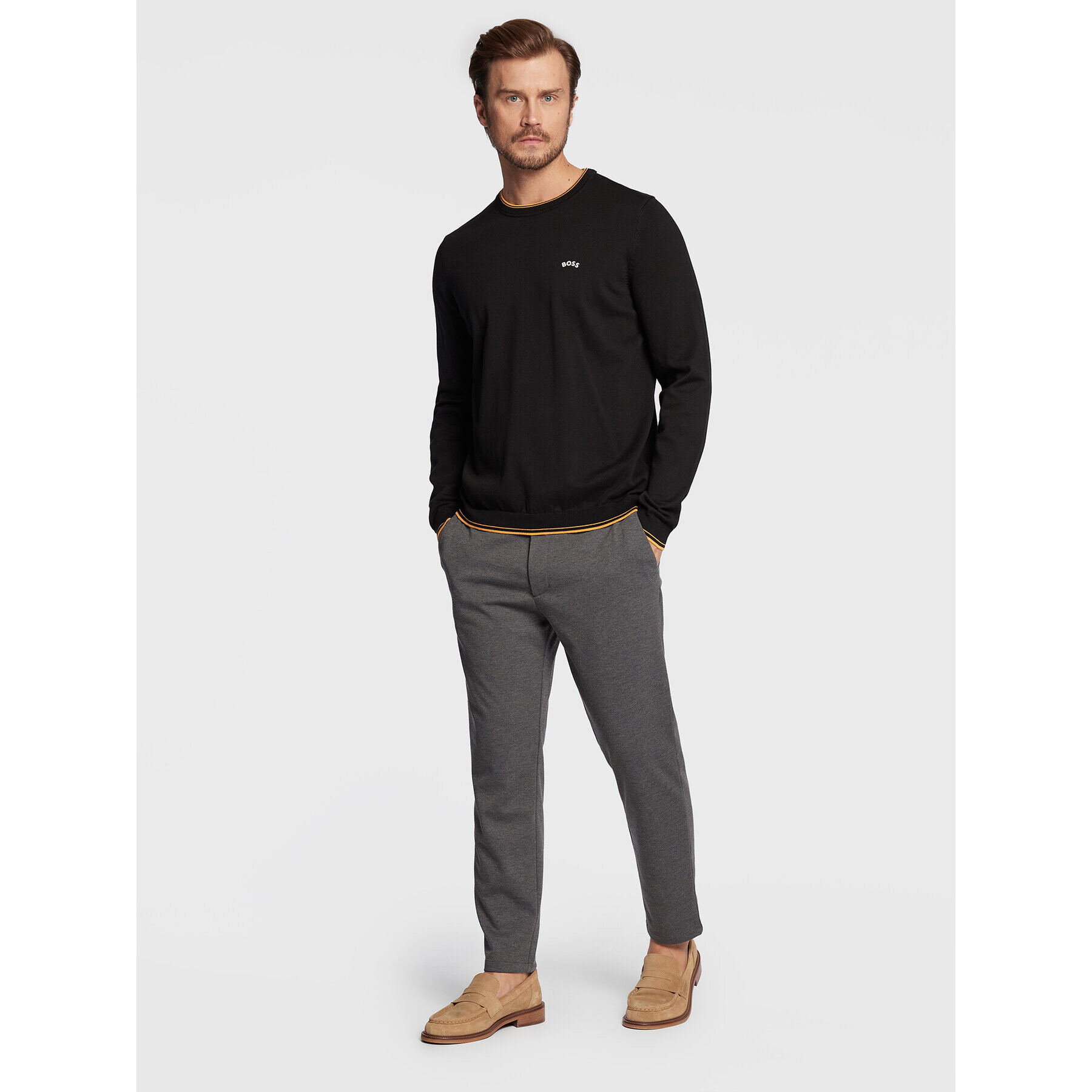 Boss Пуловер Ritom_W22 50475068 Черен Regular Fit - Pepit.bg