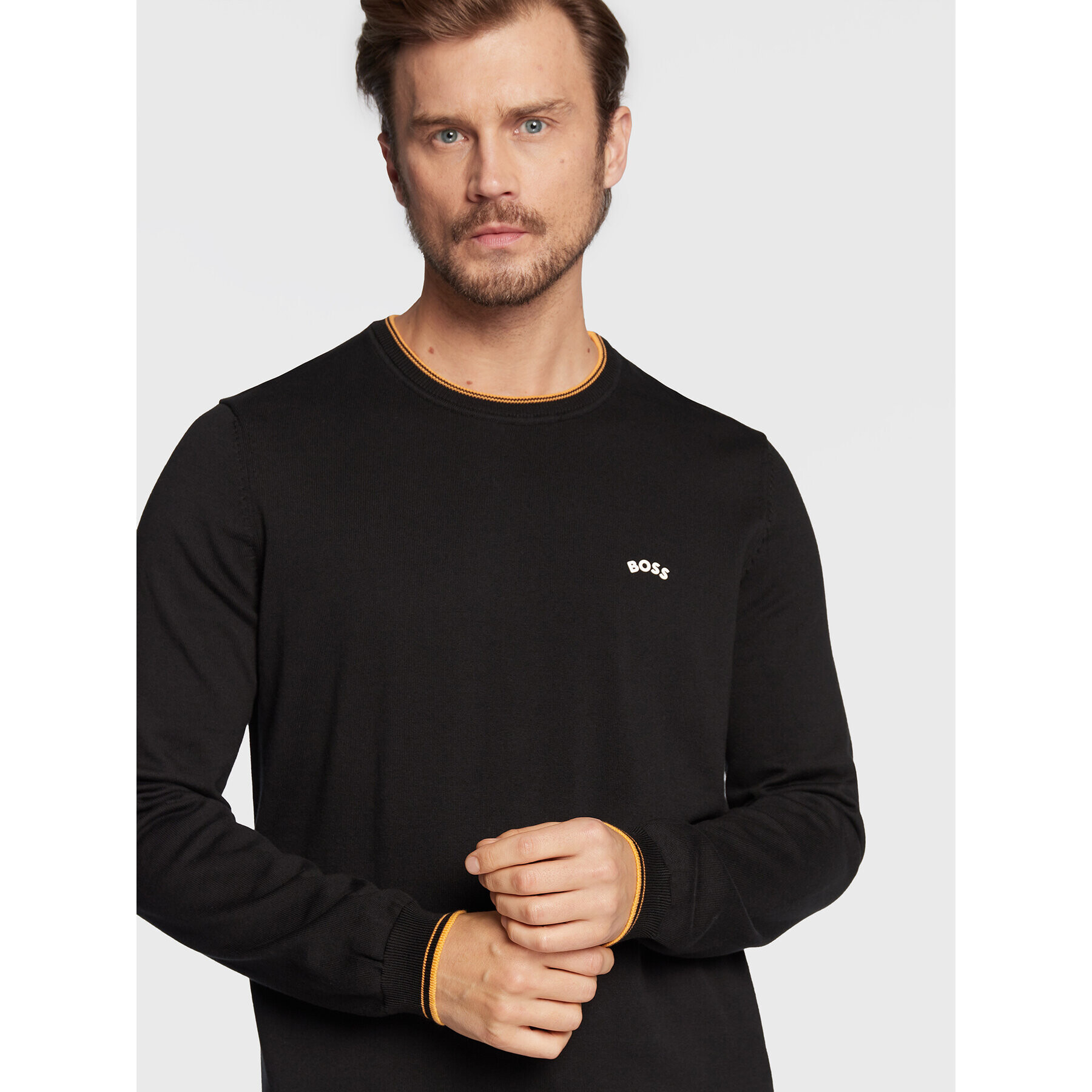 Boss Пуловер Ritom_W22 50475068 Черен Regular Fit - Pepit.bg