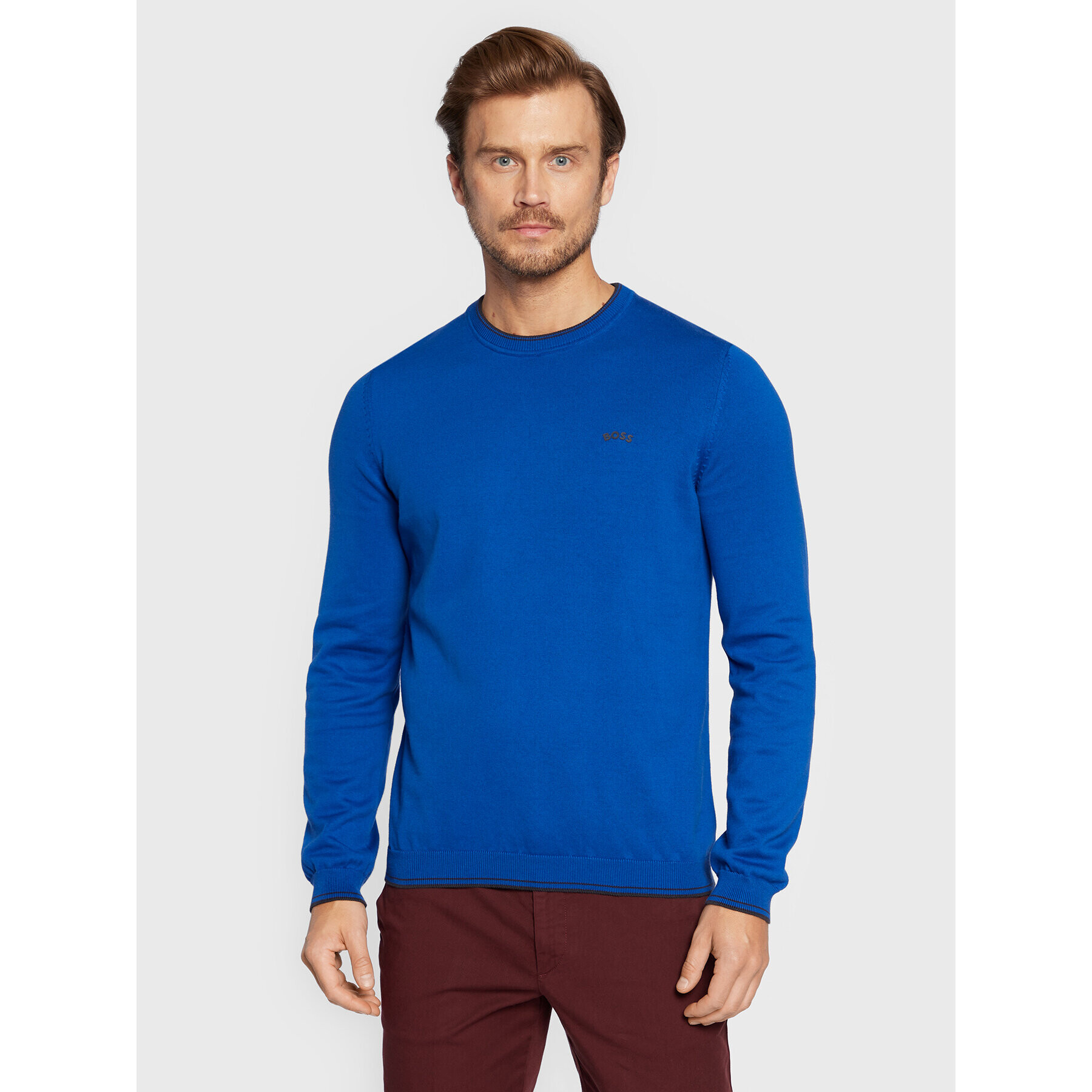 Boss Пуловер Ritom_W22 50475068 Син Regular Fit - Pepit.bg