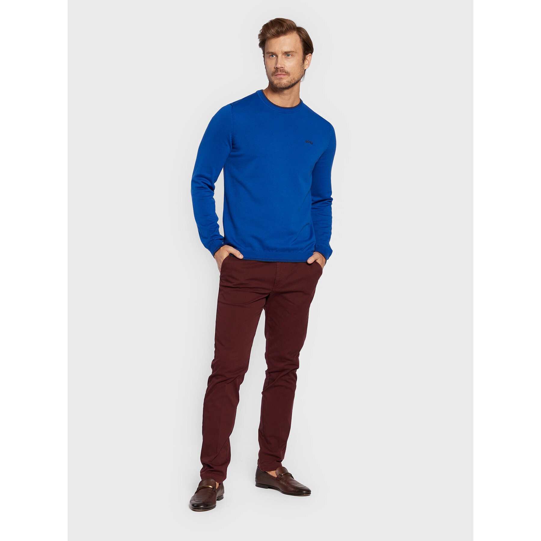 Boss Пуловер Ritom_W22 50475068 Син Regular Fit - Pepit.bg