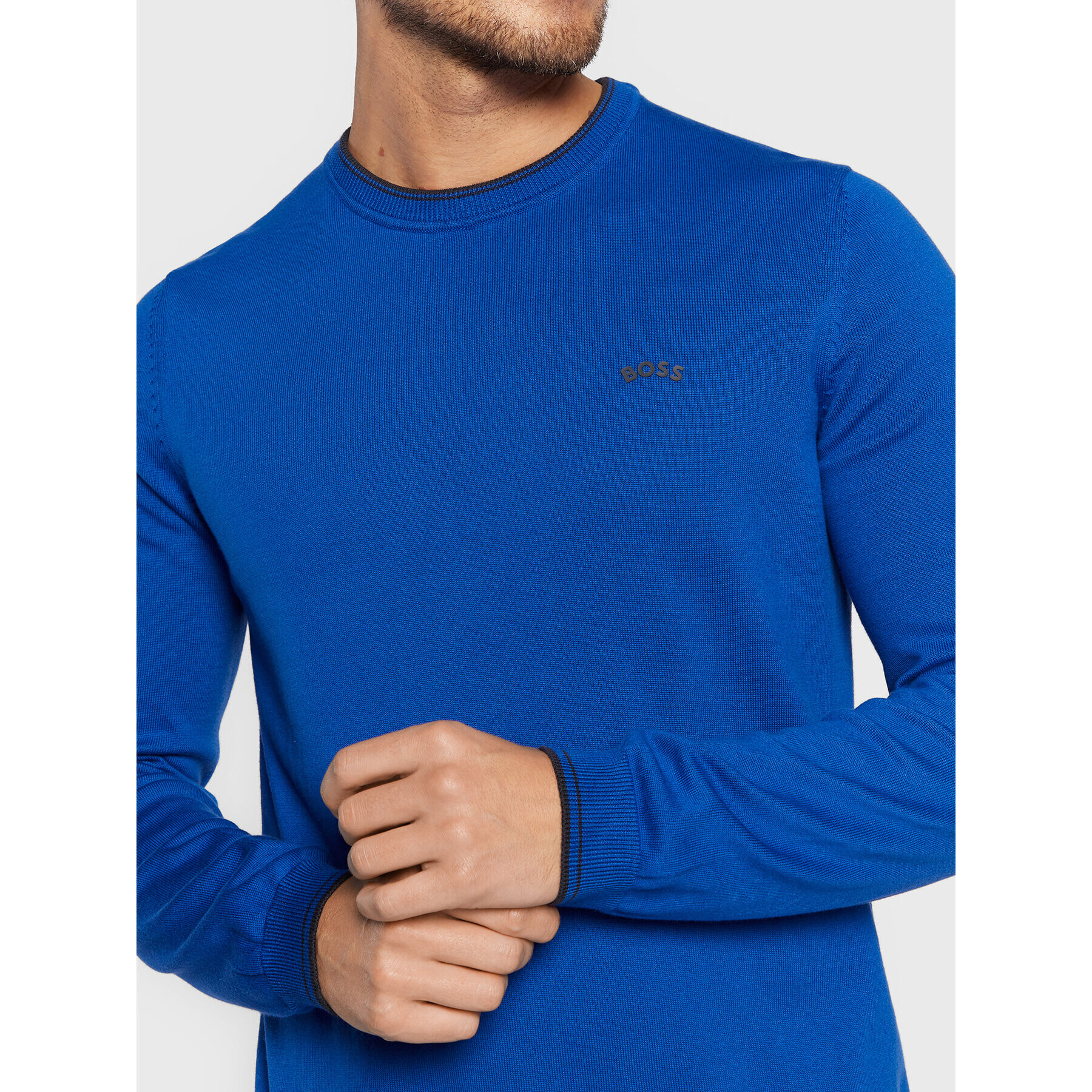 Boss Пуловер Ritom_W22 50475068 Син Regular Fit - Pepit.bg