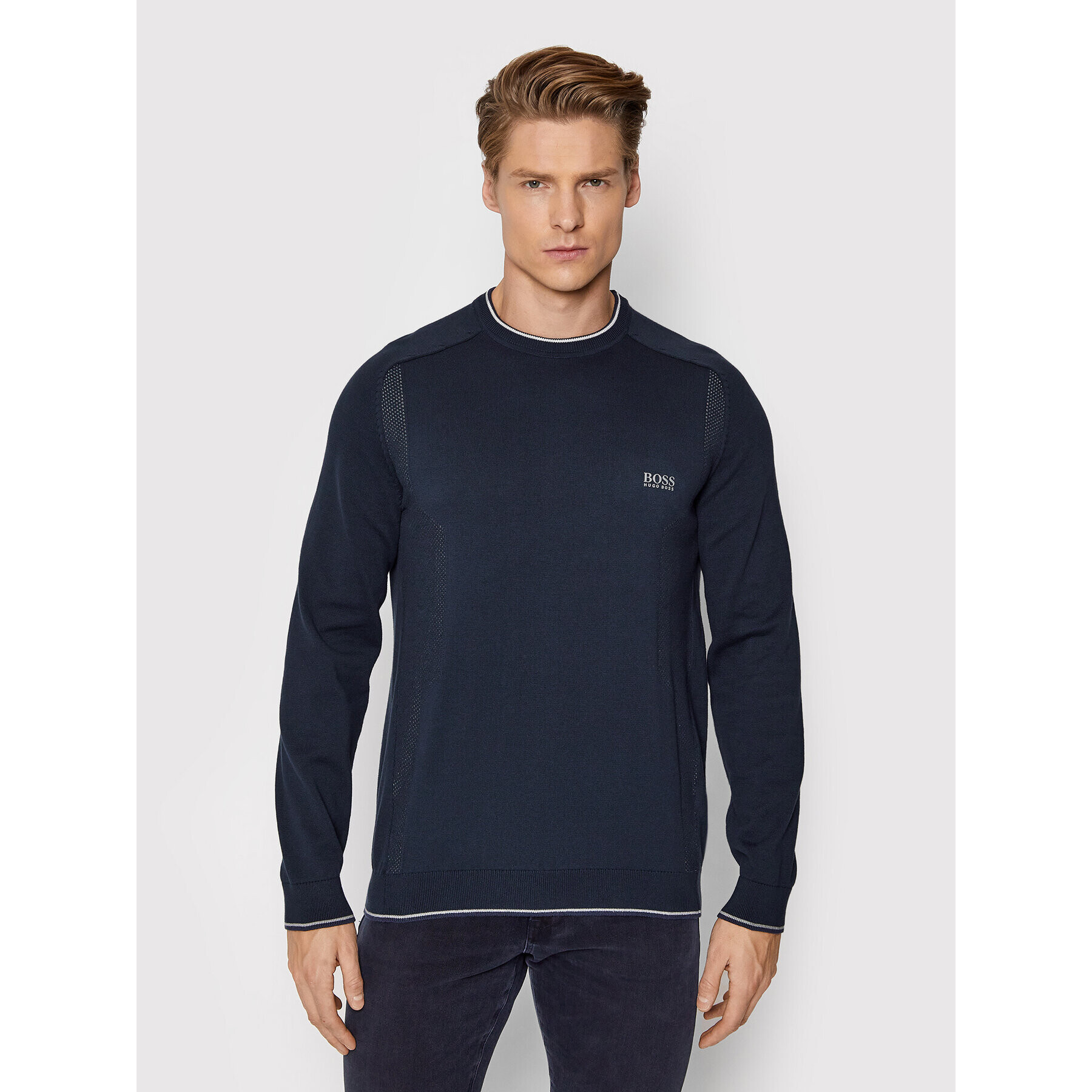 Boss Пуловер Rovan 50452343 Тъмносин Regular Fit - Pepit.bg