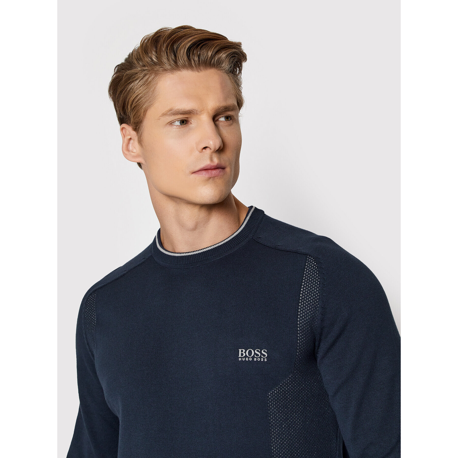 Boss Пуловер Rovan 50452343 Тъмносин Regular Fit - Pepit.bg