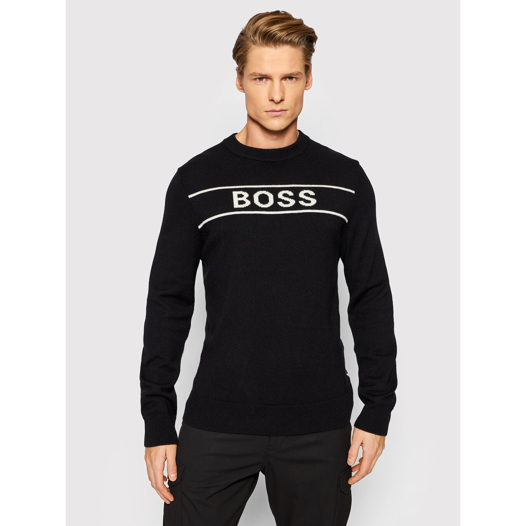 Boss Пуловер Ubail 50463060 Черен Regular Fit - Pepit.bg