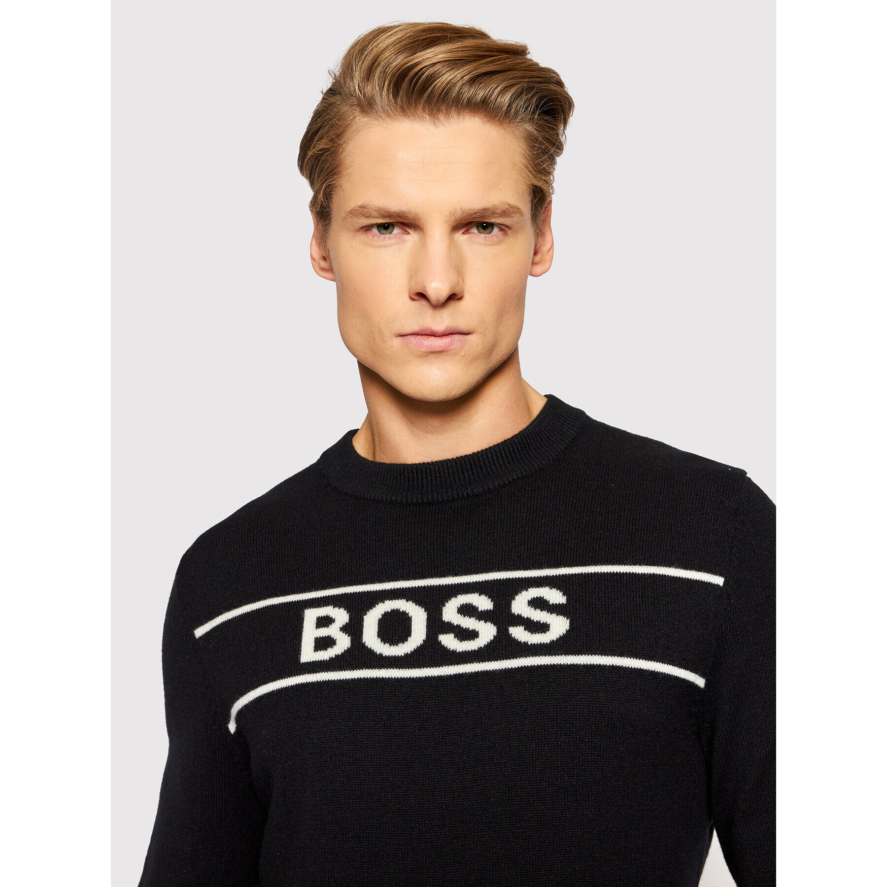 Boss Пуловер Ubail 50463060 Черен Regular Fit - Pepit.bg